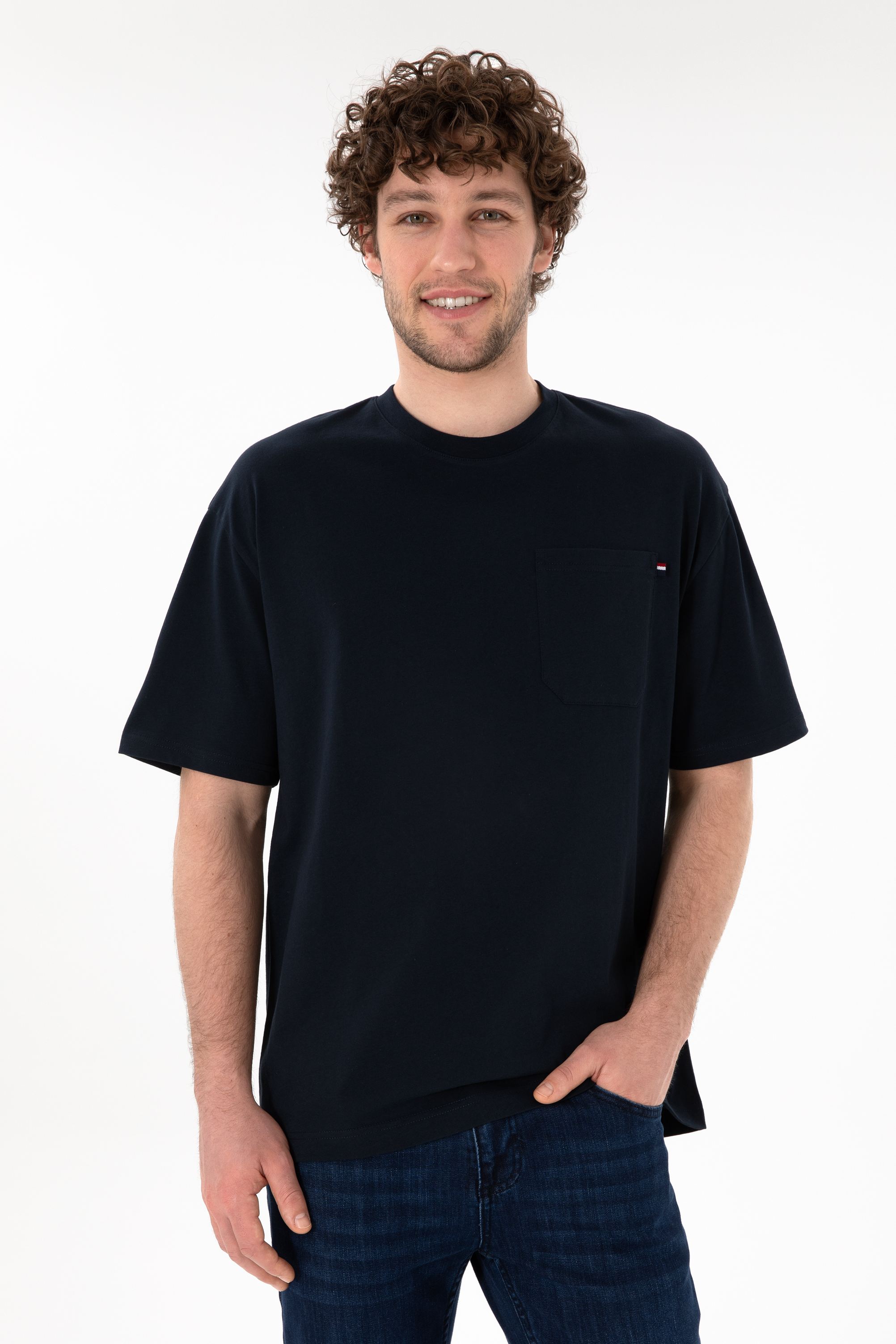 تی شرت یقه گرد لاجورد ریلکس مردانه یو اس پولو | US POLO ASSN