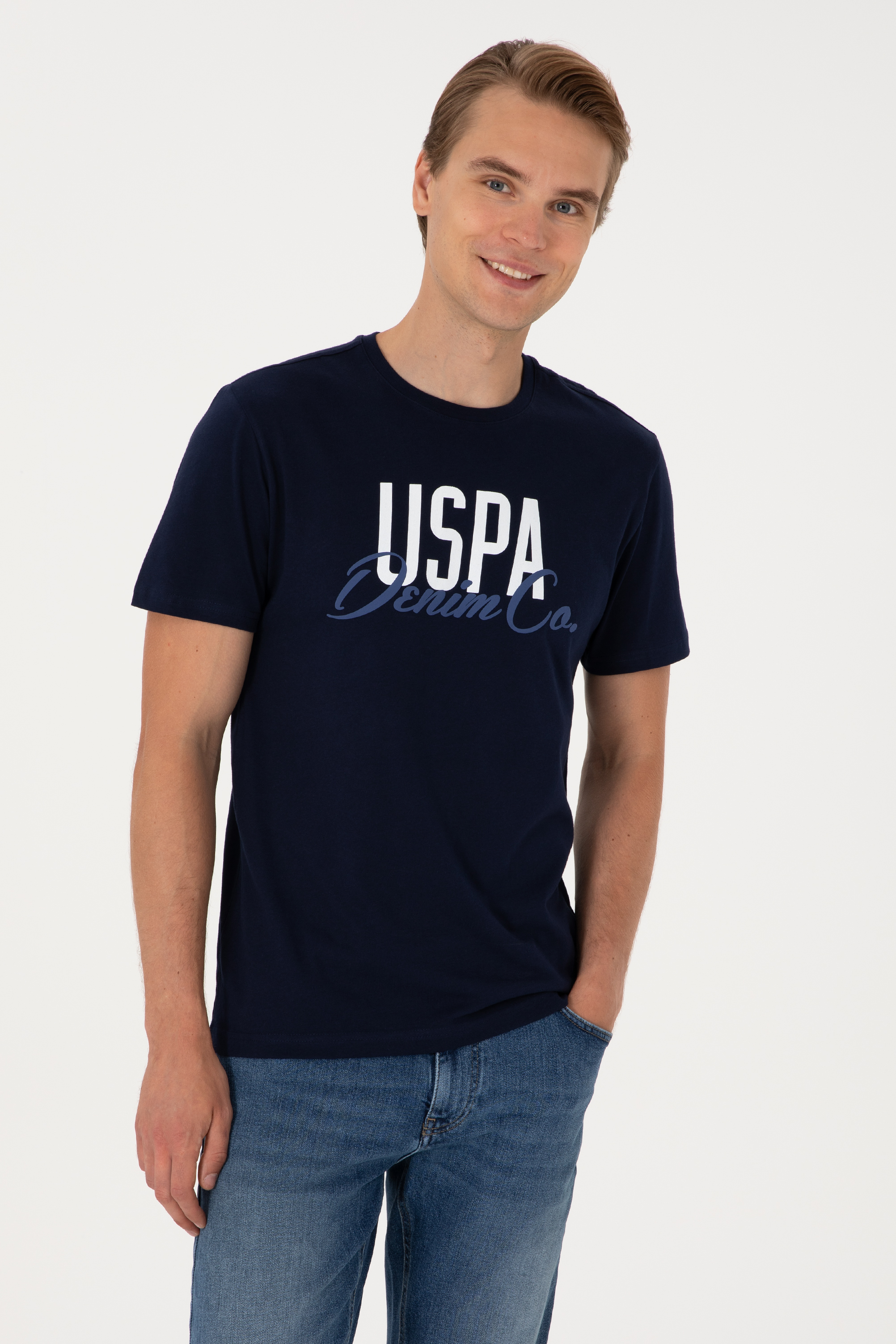 تی شرت یقه گرد لاجورد رگولار مردانه یو اس پولو | US POLO ASSN