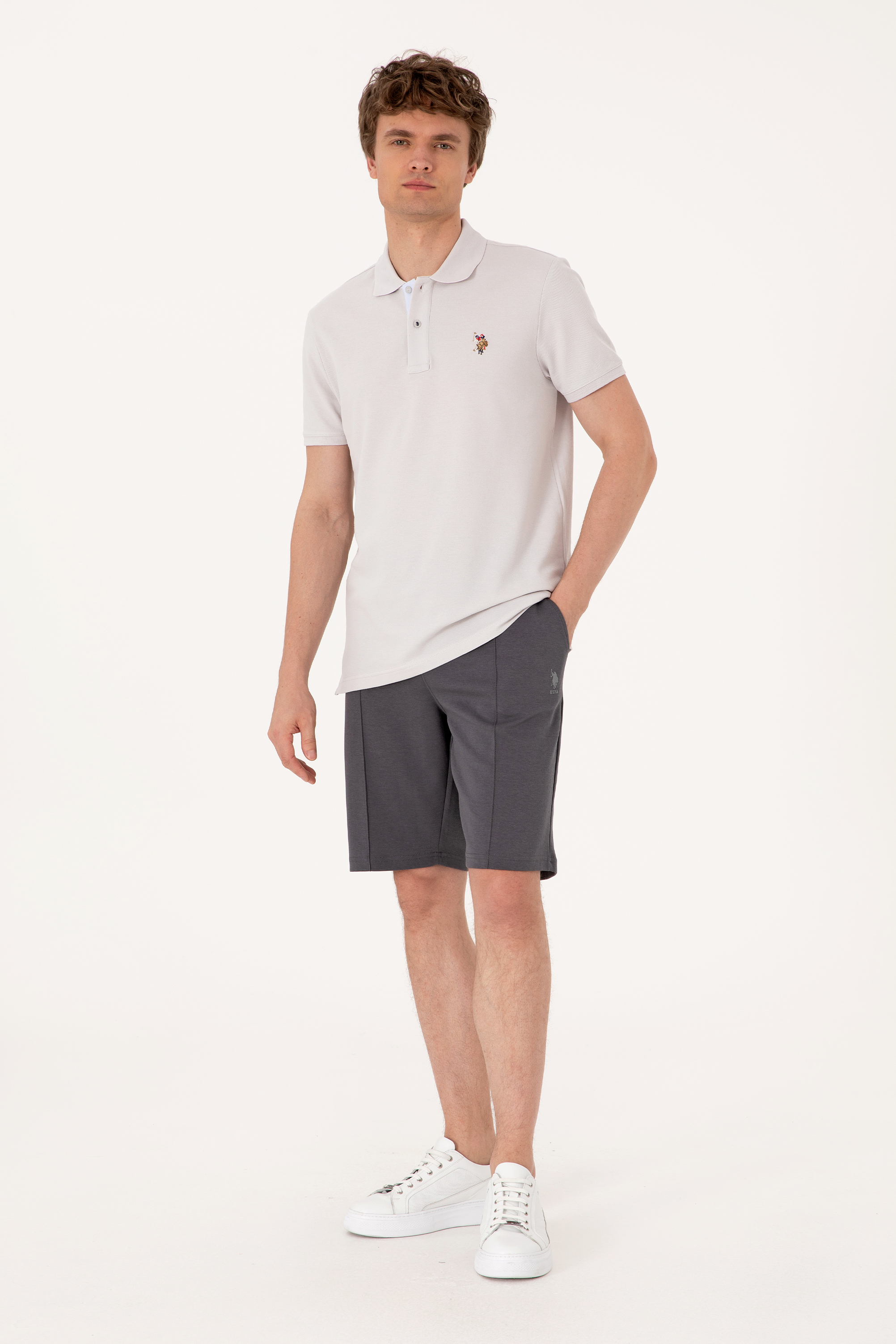 شلوارک زغالی رگولار مردانه یو اس پولو | US POLO ASSN