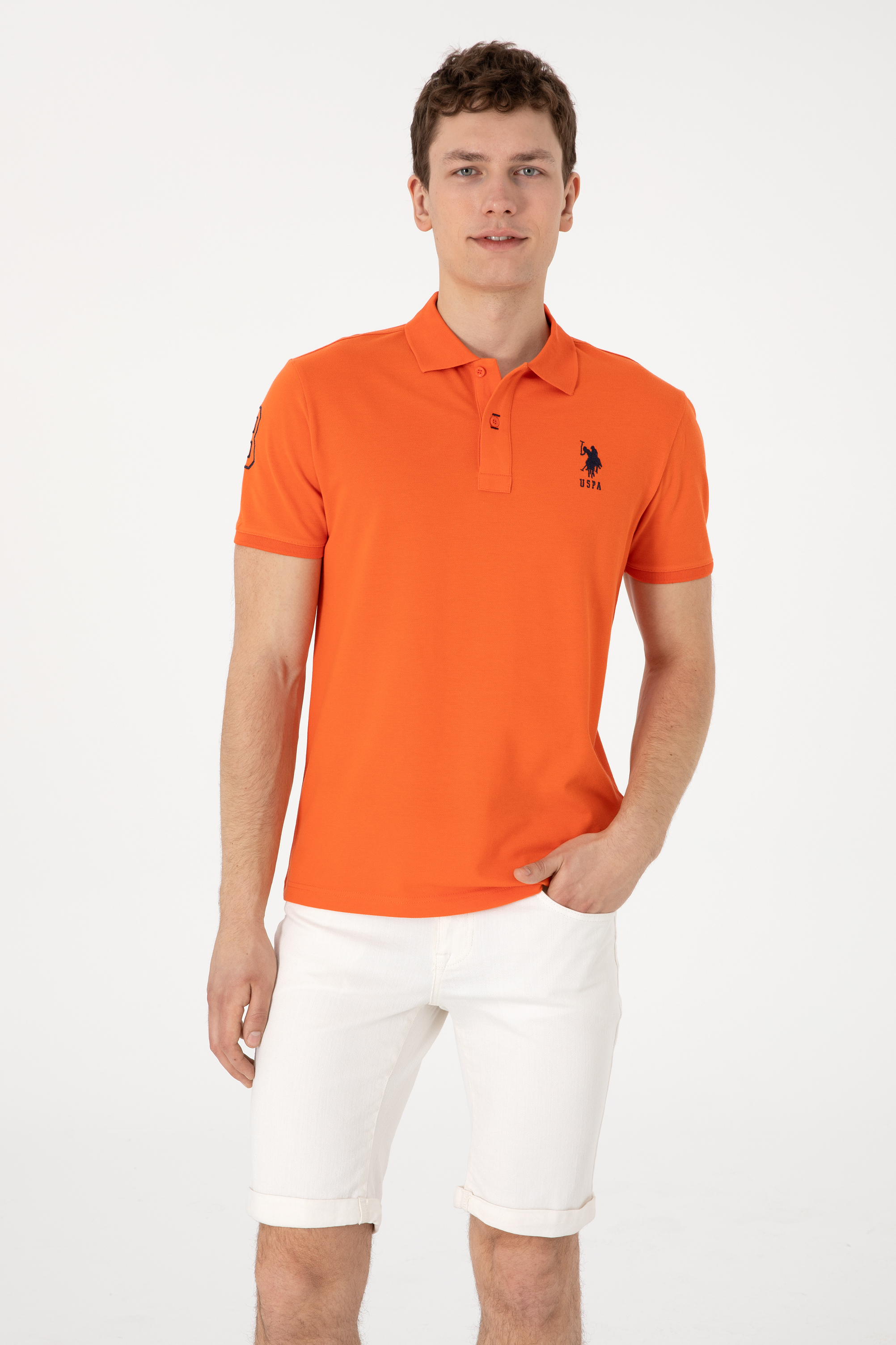 تی شرت بیسیک یقه پولو گل اناری اندامی مردانه یو اس پولو | US POLO ASSN