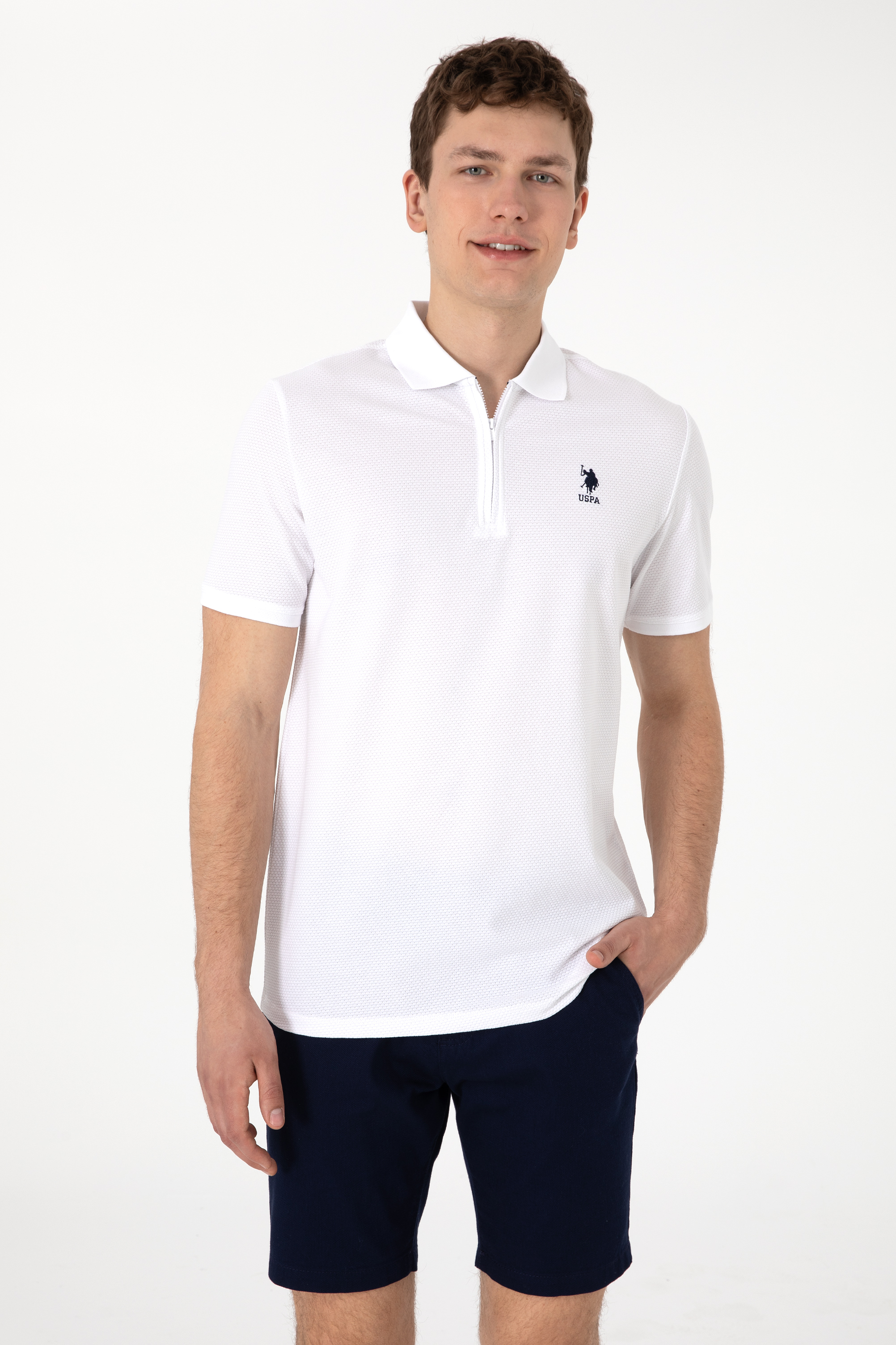 تی شرت سفید رگولار مردانه یو اس پولو | US POLO ASSN