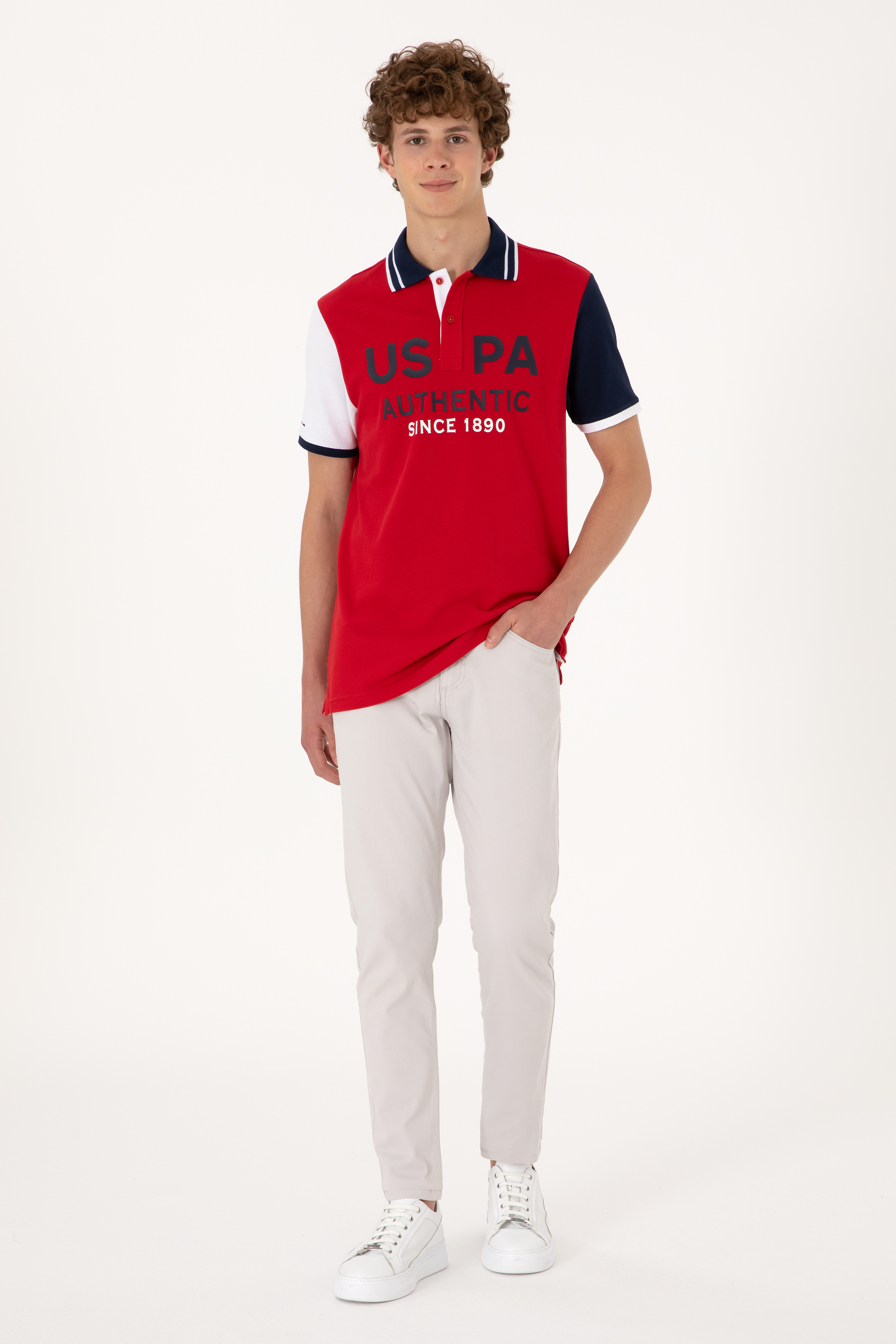 شلوار کانواس خاکستری روشن اندامی مردانه یو اس پولو | US POLO ASSN