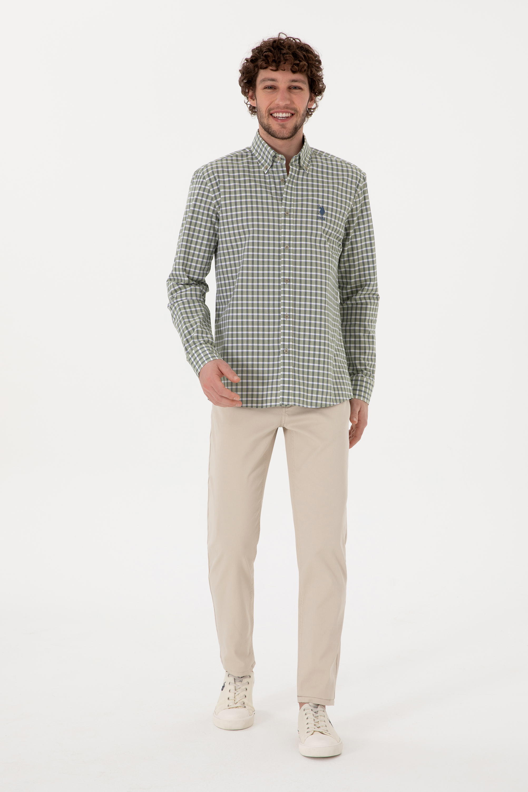شلوار کانواس خاکستری اندامی مردانه یو اس پولو | US POLO ASSN