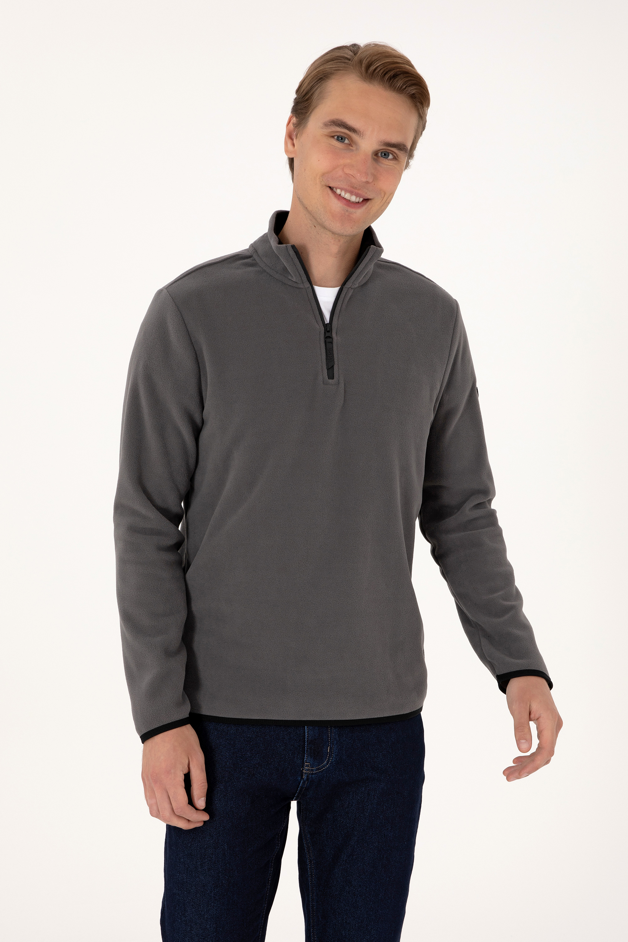 سویشرت بیسیک خاکستری رگولار مردانه یو اس پولو | US POLO ASSN
