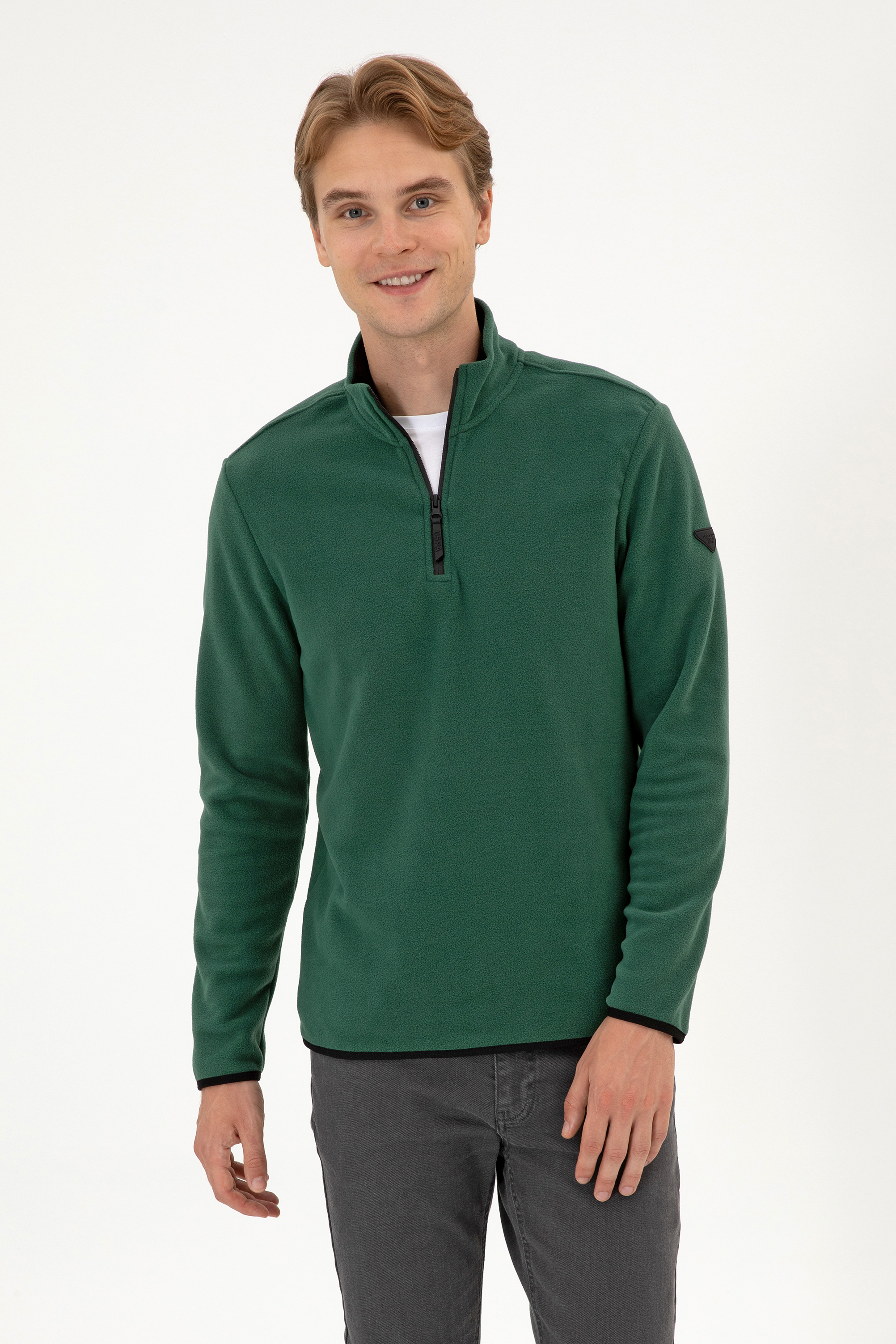 سویشرت بیسیک سبز تیره رگولار مردانه یو اس پولو | US POLO ASSN