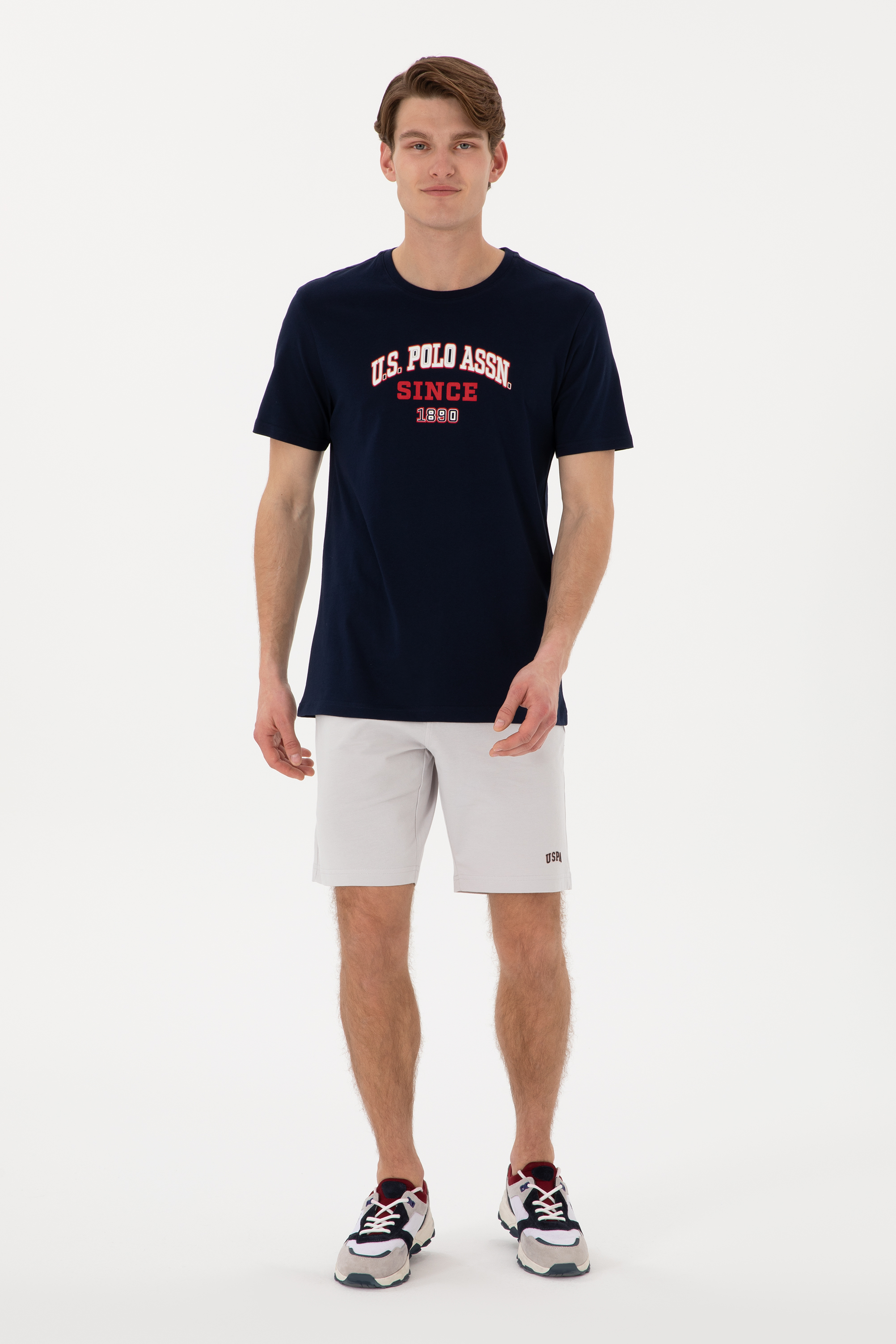 شلوارک خاکستری روشن رگولار مردانه یو اس پولو | US POLO ASSN