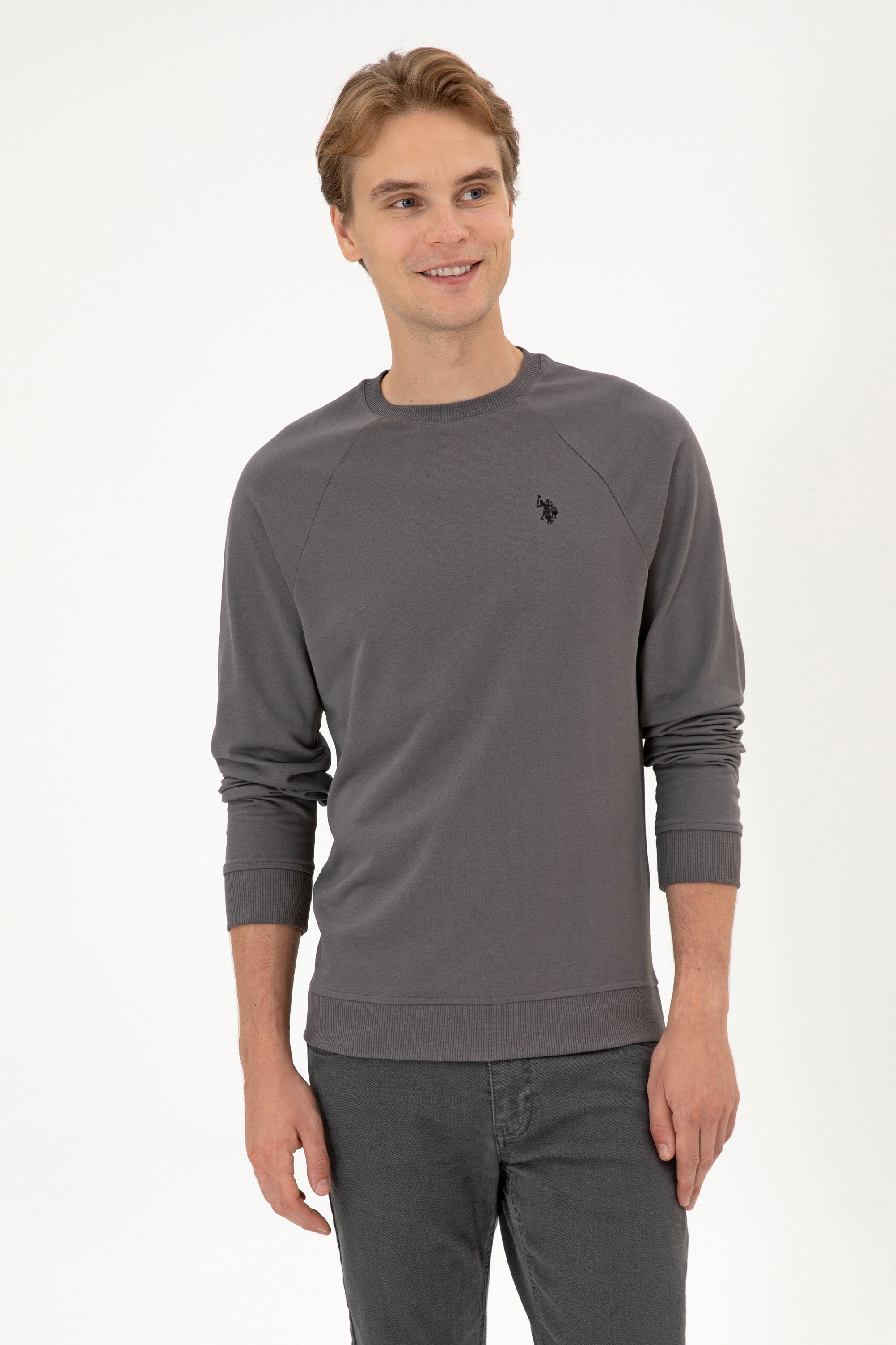 سویشرت بیسیک خاکستری رگولار مردانه یو اس پولو | US POLO ASSN