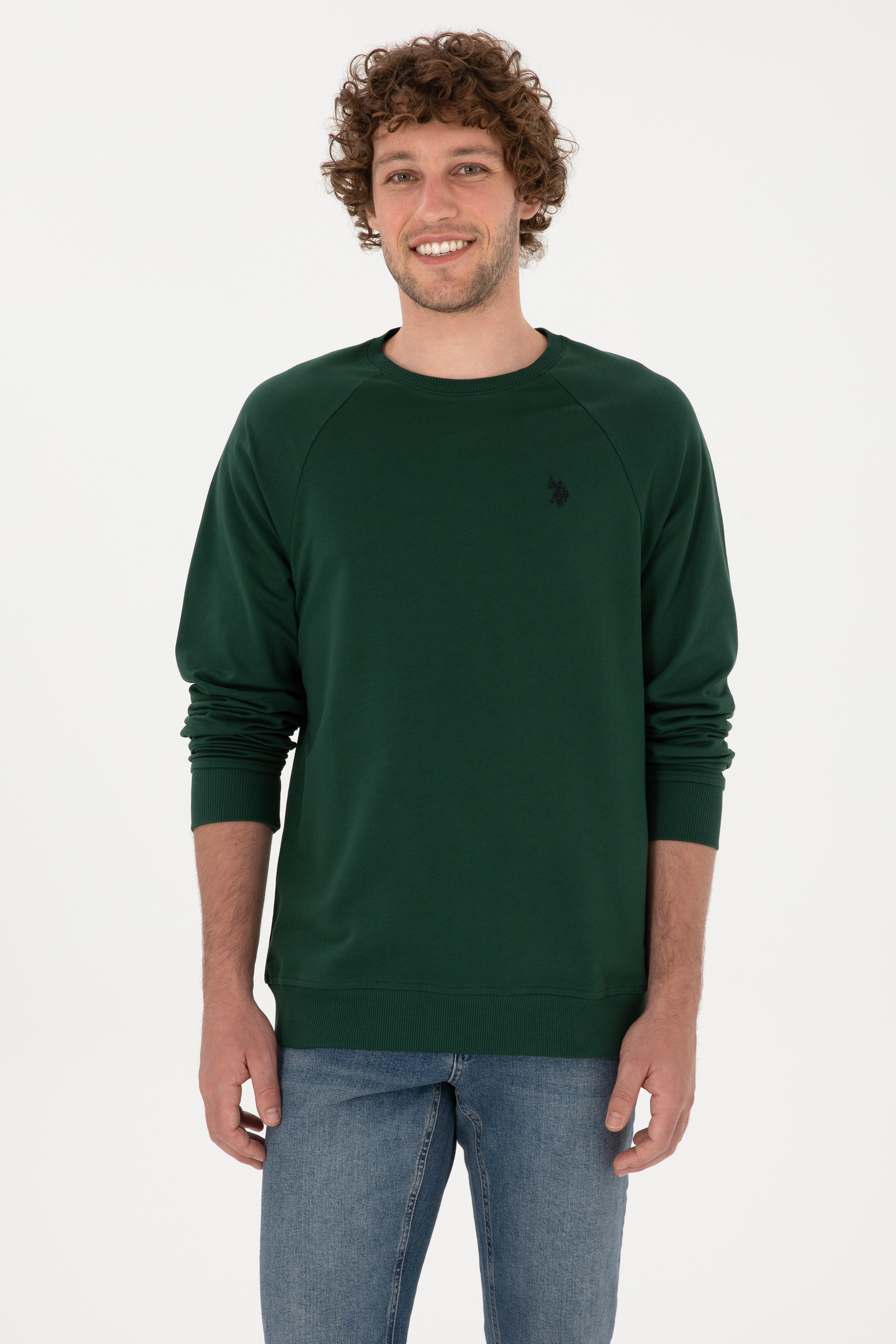 سویشرت بیسیک سبز تیره رگولار مردانه یو اس پولو | US POLO ASSN