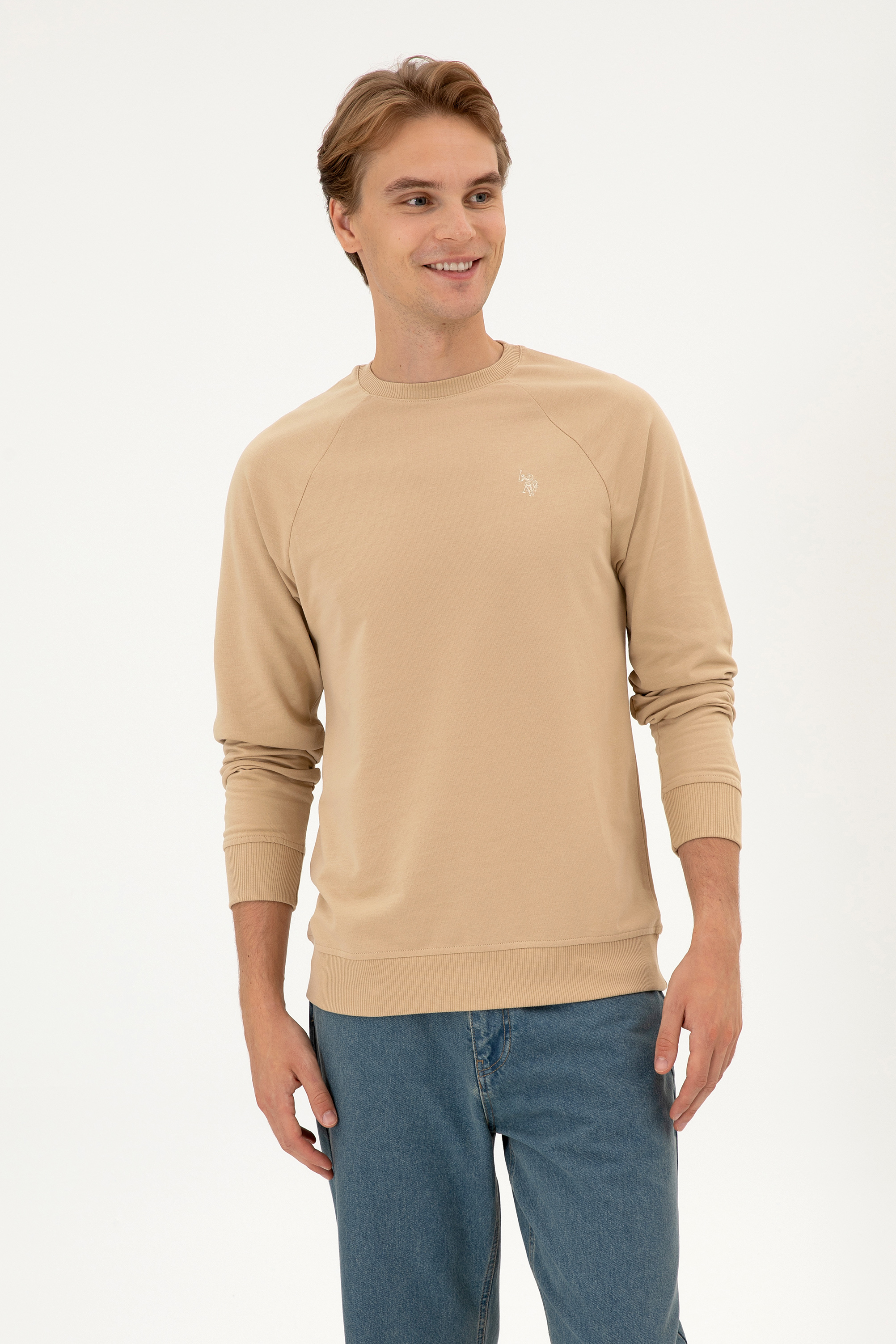 سویشرت بیسیک کرمی رگولار مردانه یو اس پولو | US POLO ASSN