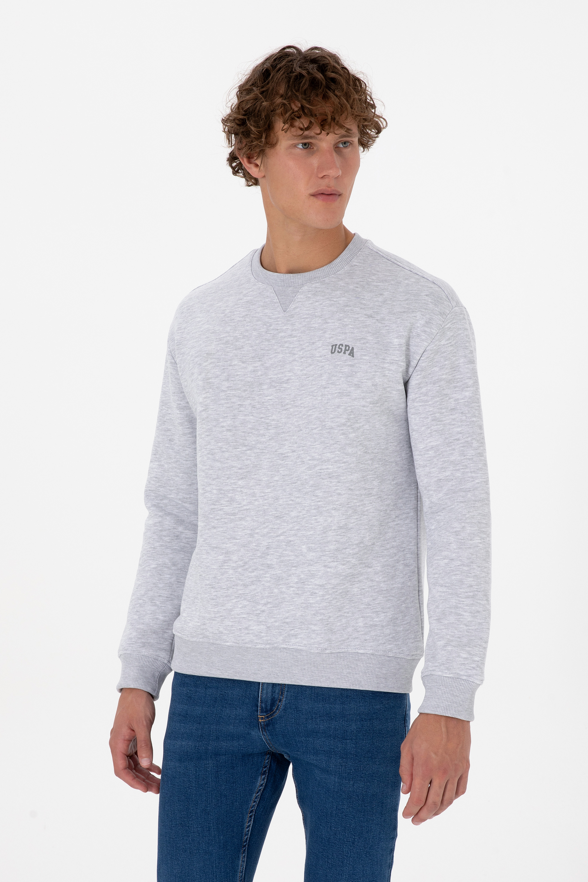 سویشرت بیسیک خاکستری روشن ریلکس مردانه یو اس پولو | US POLO ASSN
