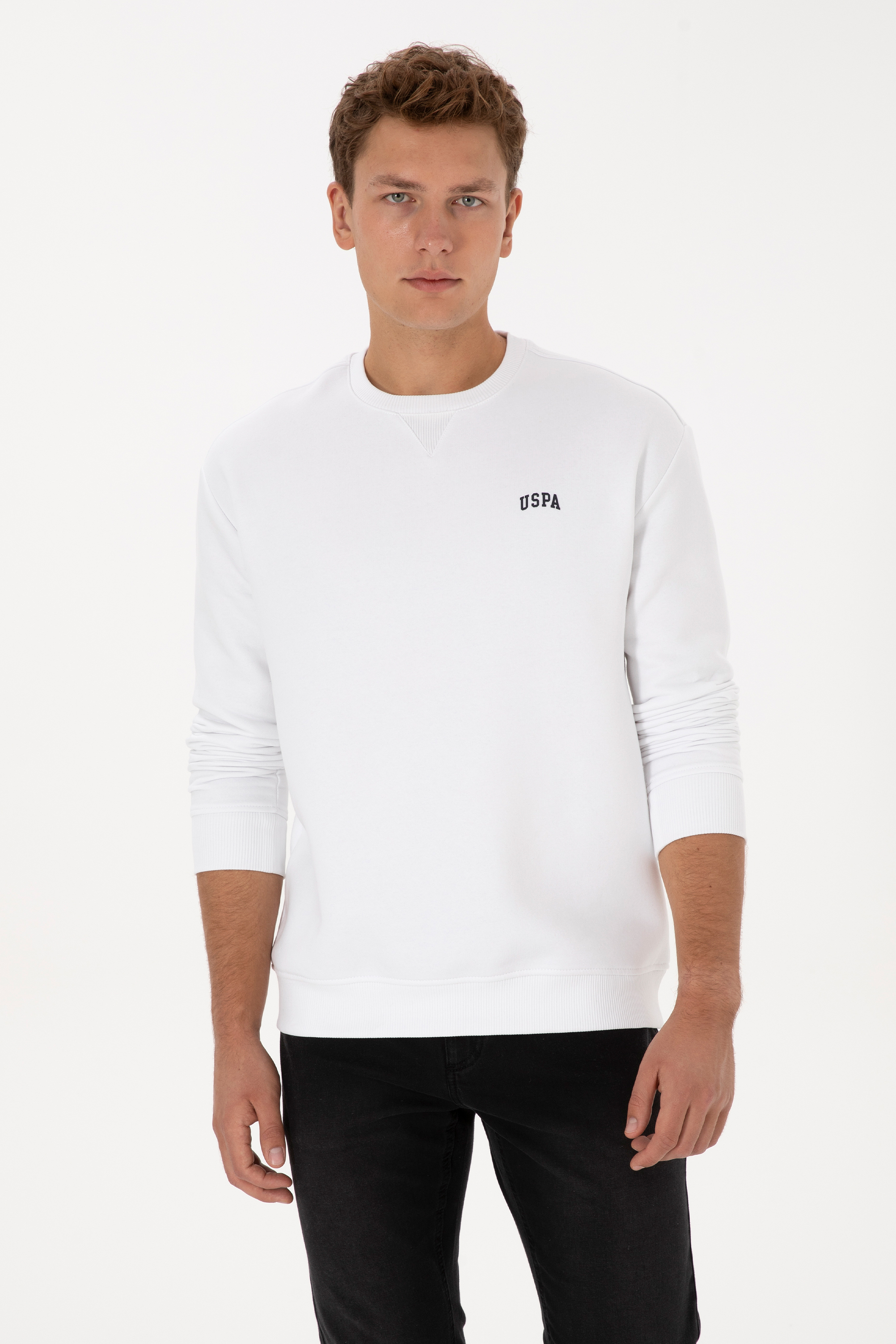 سویشرت بیسیک سفید ریلکس مردانه یو اس پولو | US POLO ASSN