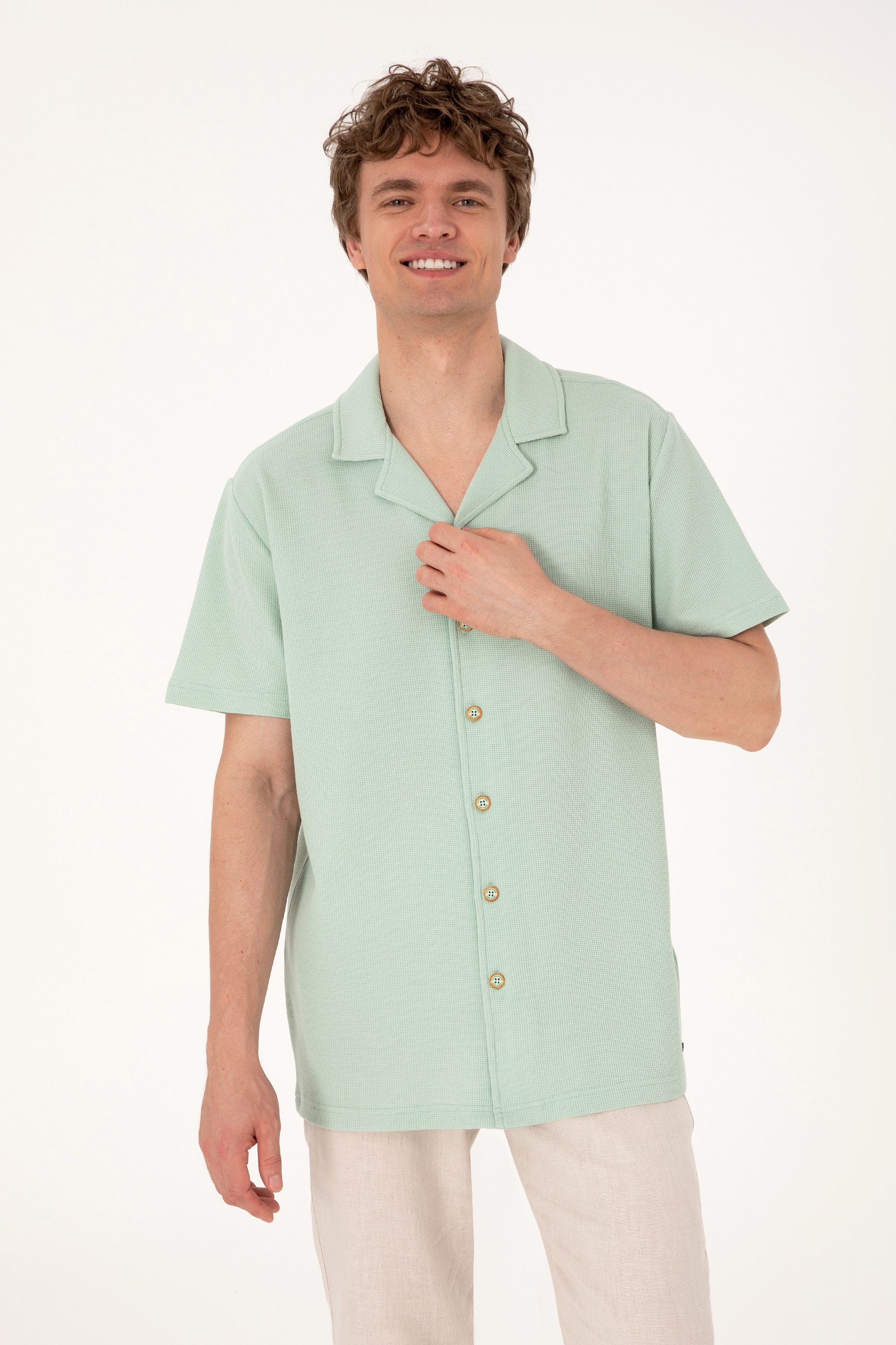 پیراهن سبزآبی ریلکس مردانه یو اس پولو | US POLO ASSN