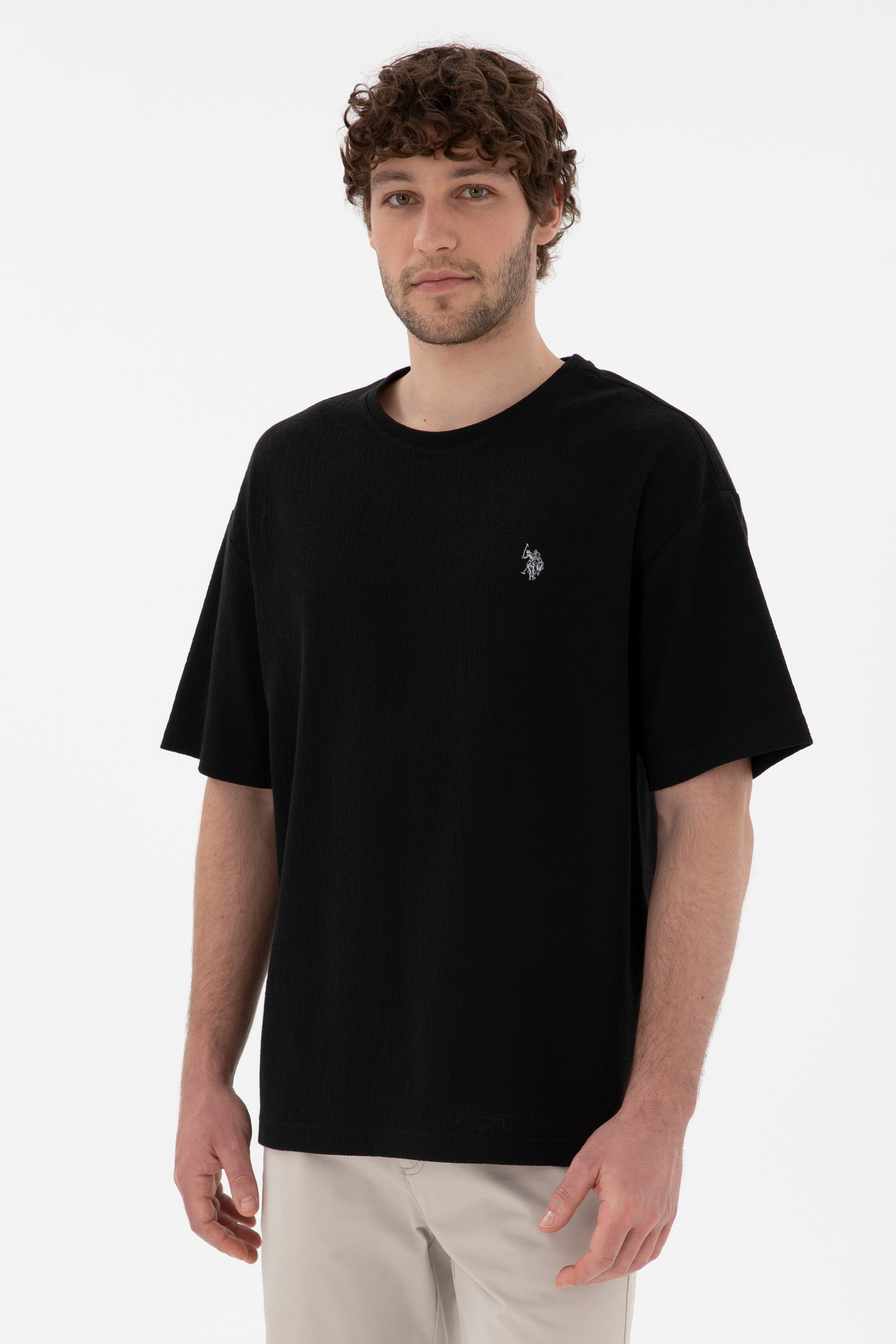 تی شرت یقه گرد سیاه ریلکس آستین کوتاه مردانه یو اس پولو | US POLO ASSN