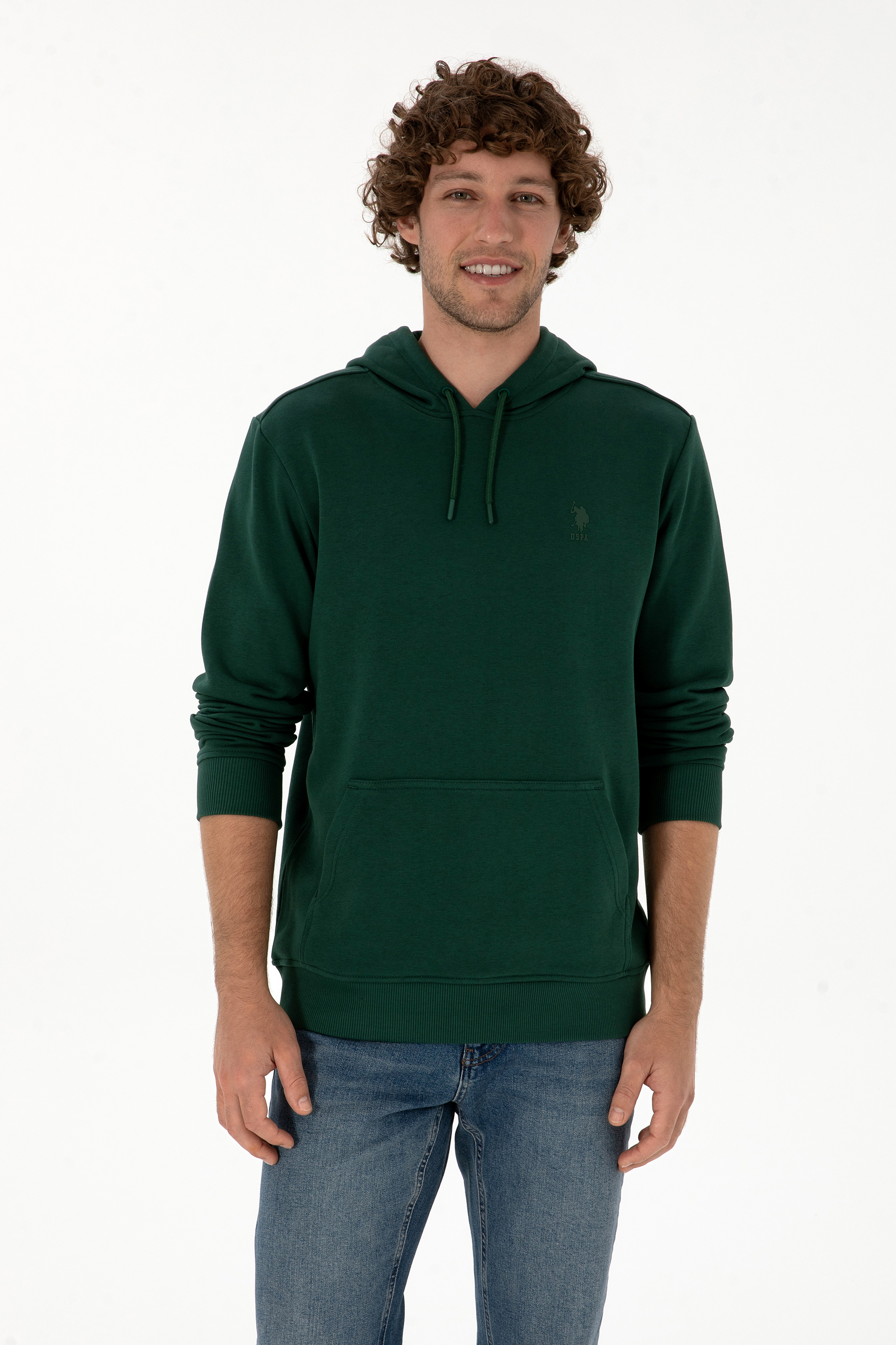 سویشرت بیسیک سبز تیره رگولار مردانه یو اس پولو | US POLO ASSN