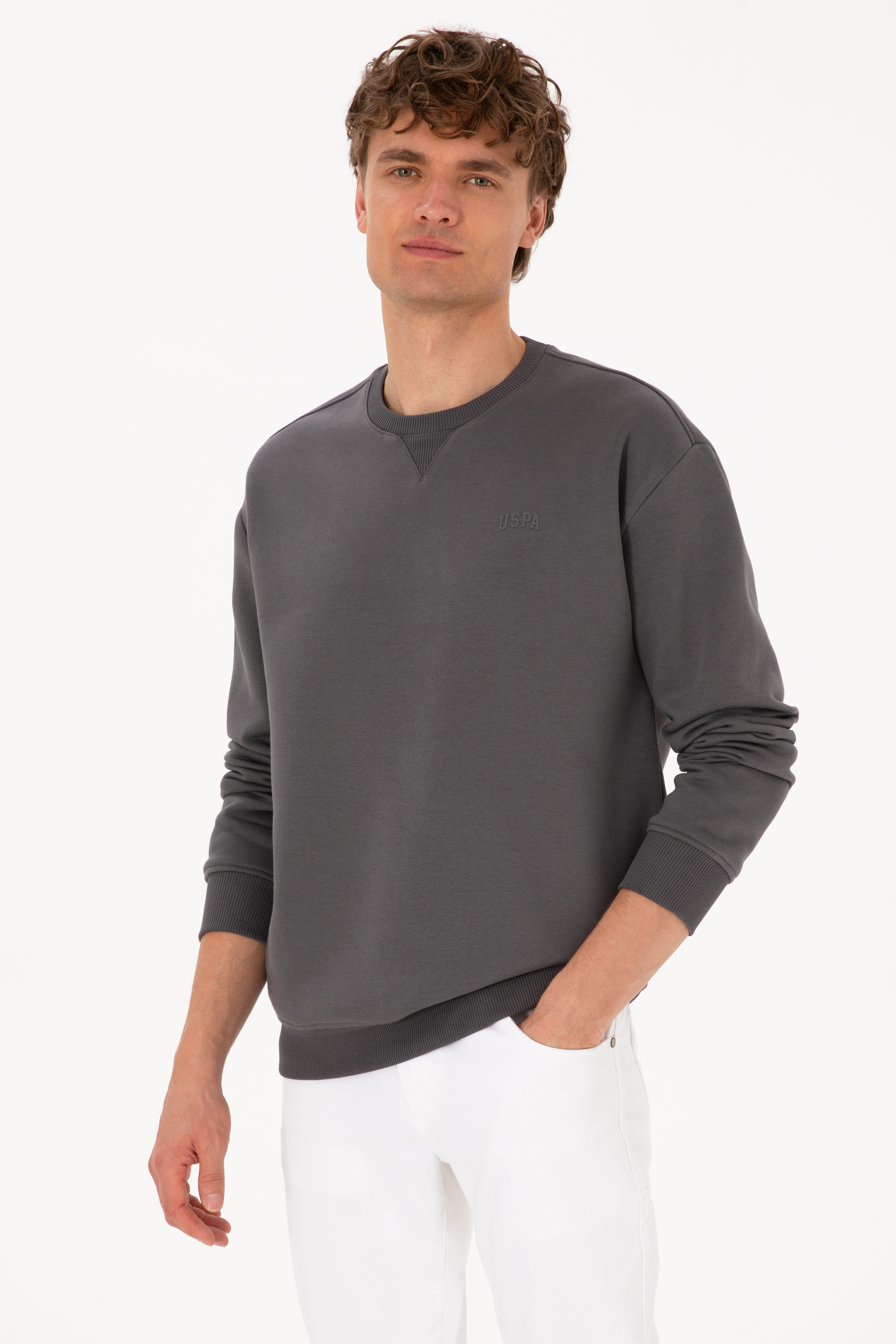سویشرت بیسیک خاکستری ریلکس مردانه یو اس پولو | US POLO ASSN