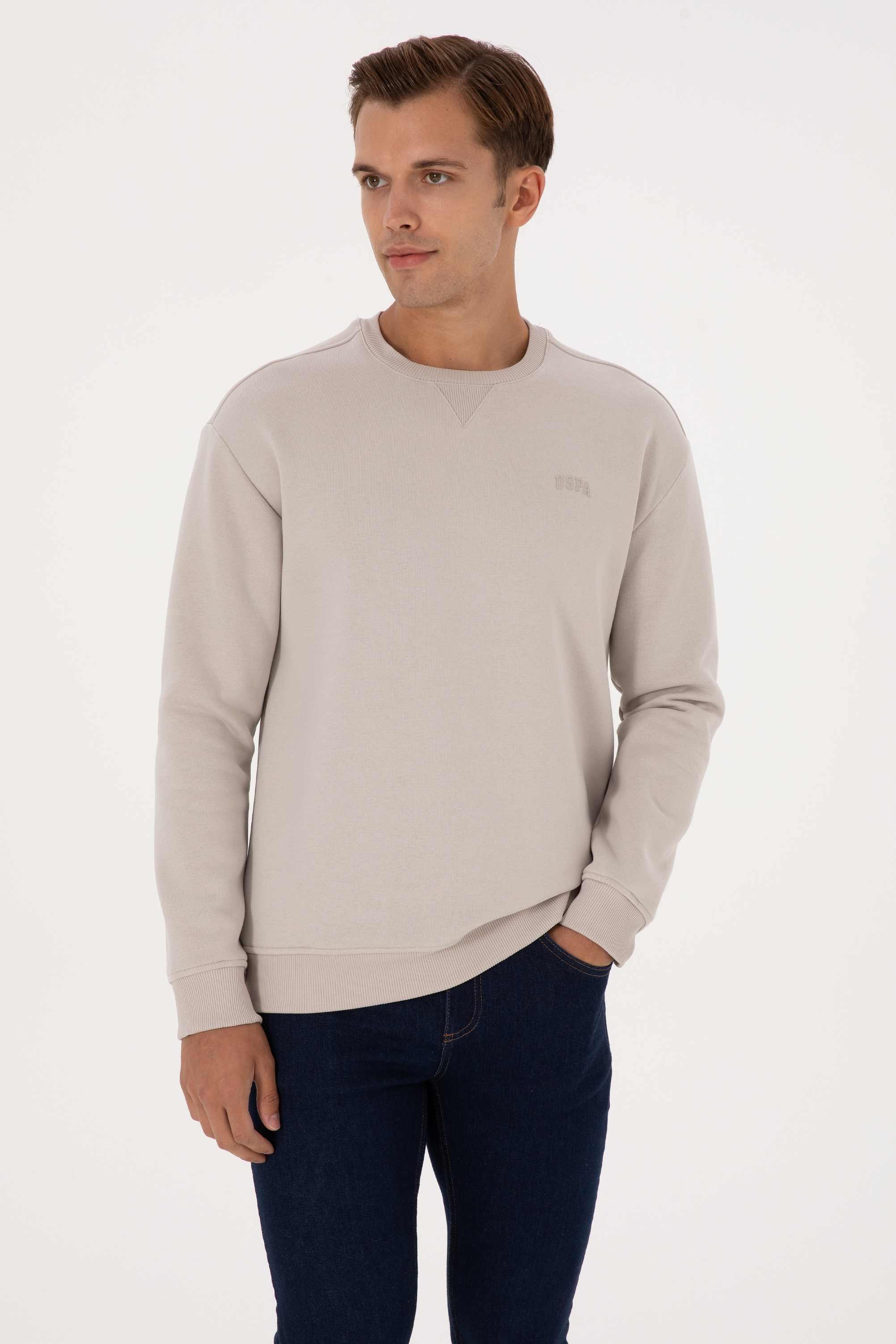 سویشرت بیسیک خاکستری ریلکس مردانه یو اس پولو | US POLO ASSN