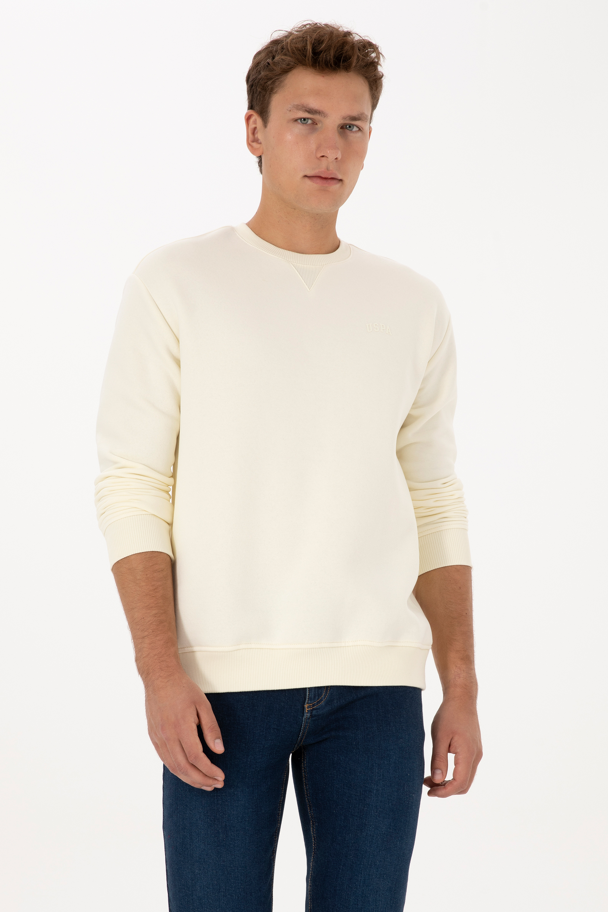 سویشرت بیسیک کرمی ریلکس مردانه یو اس پولو | US POLO ASSN