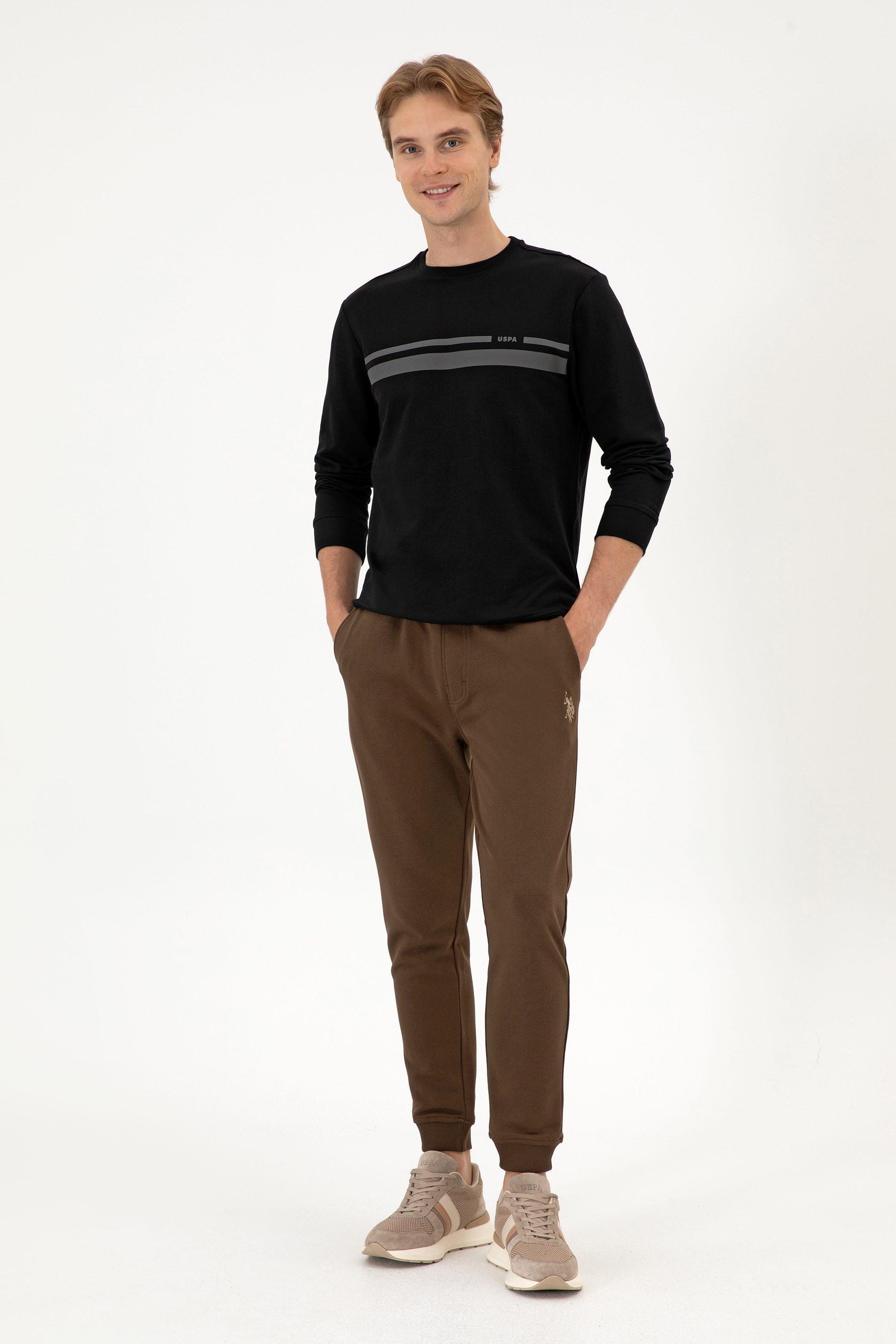 شلوار ورزشی قهوه ای اندامی مردانه یو اس پولو | US POLO ASSN