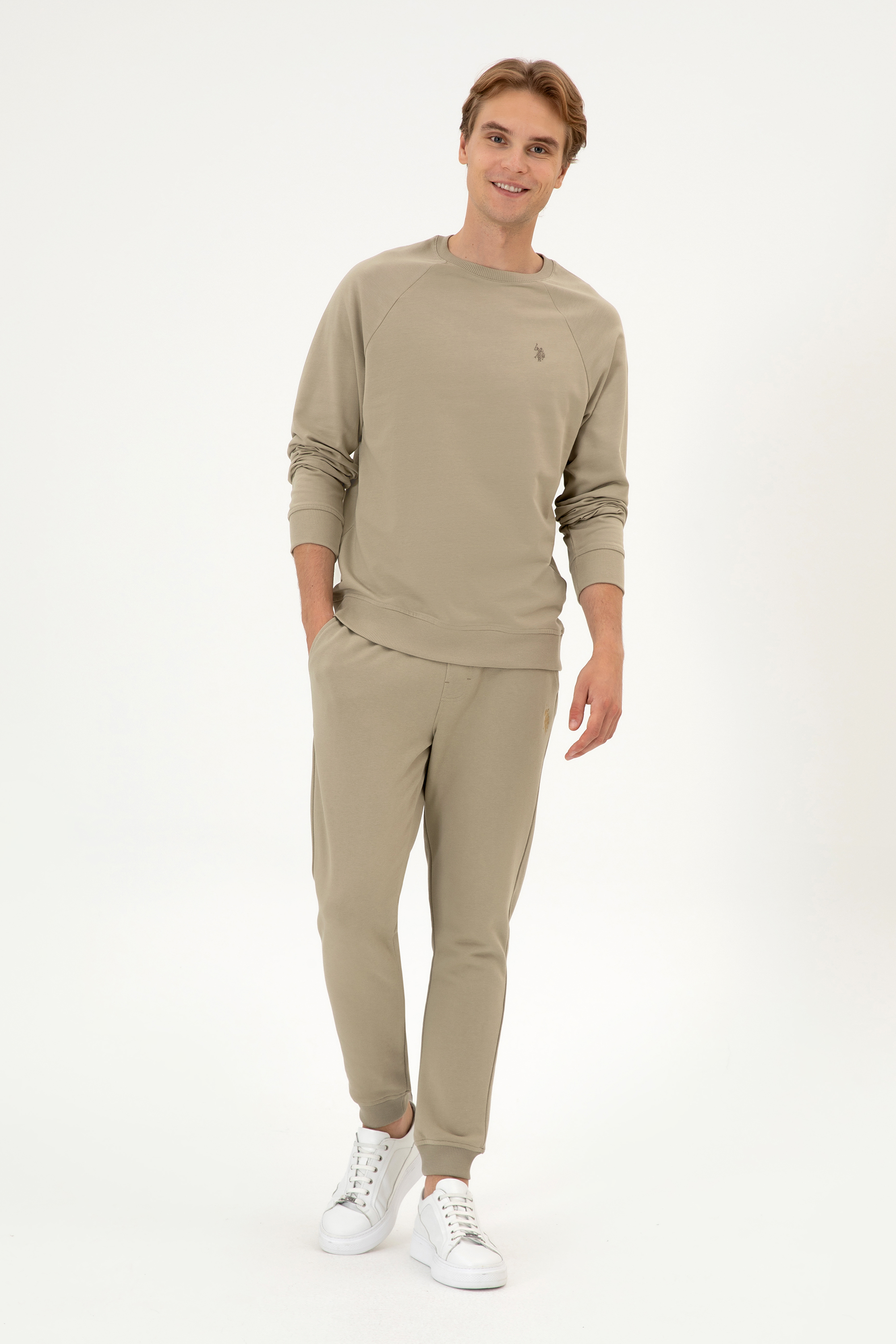 شلوار ورزشی خاکی روشن اندامی مردانه یو اس پولو | US POLO ASSN