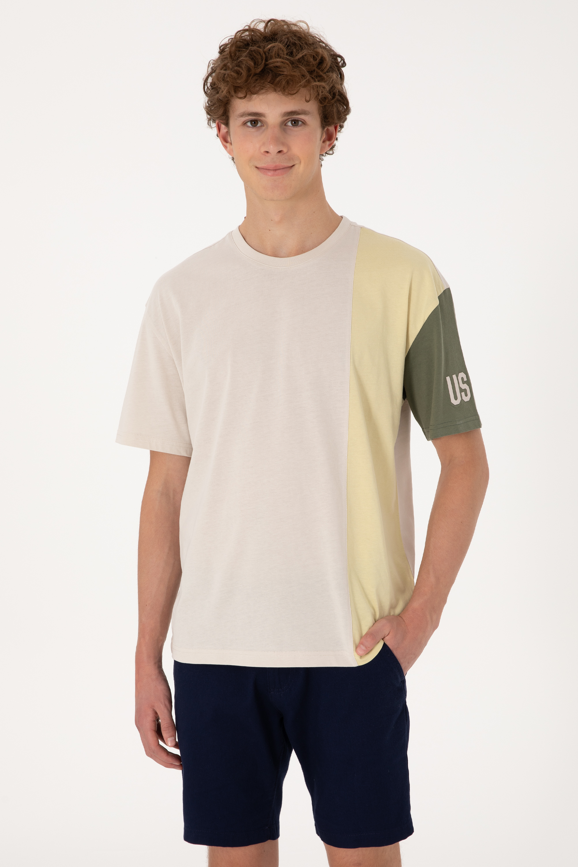 تی شرت یقه گرد خاکستری ریلکس مردانه یو اس پولو | US POLO ASSN