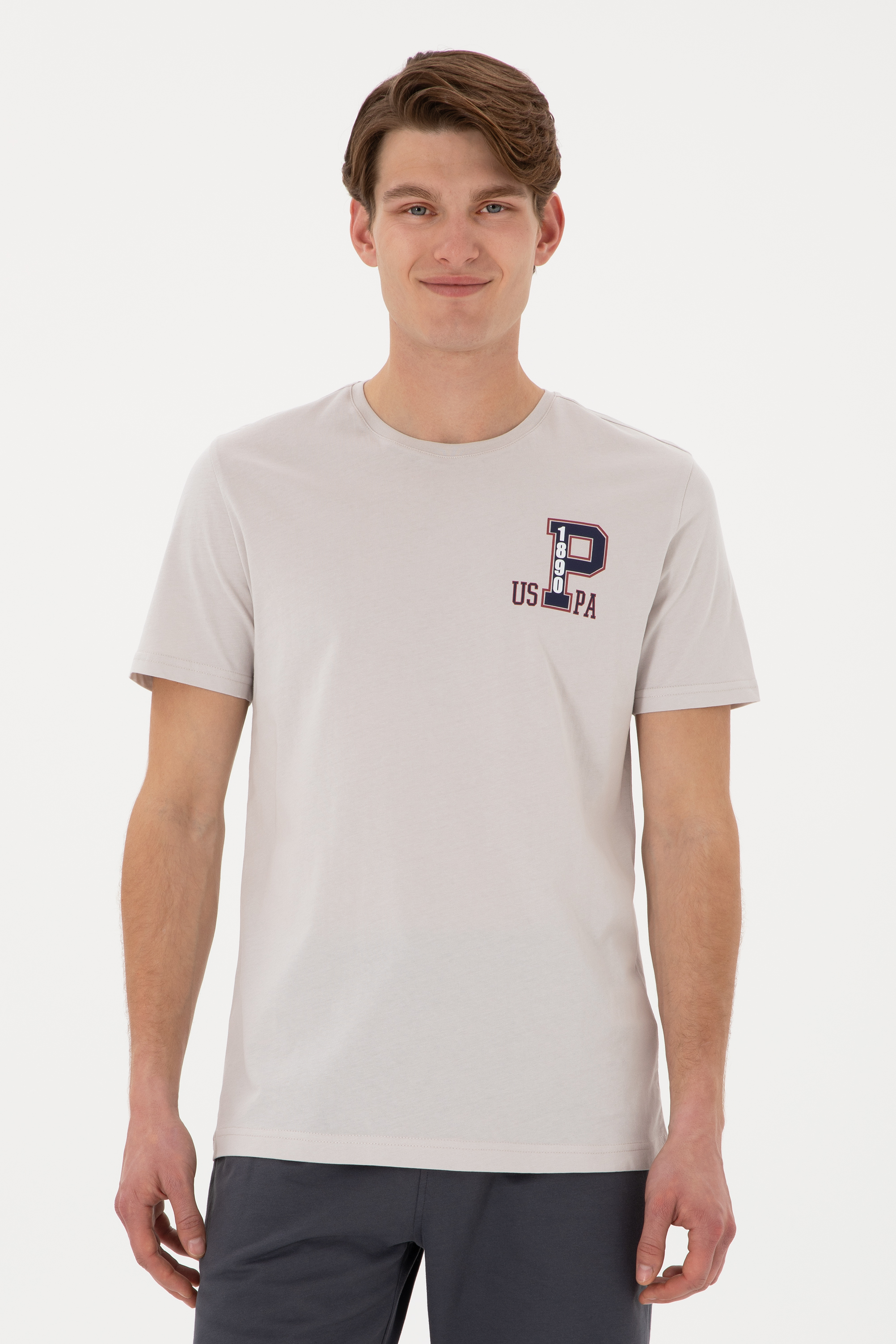 تی شرت خاکستری روشن رگولار مردانه یو اس پولو | US POLO ASSN