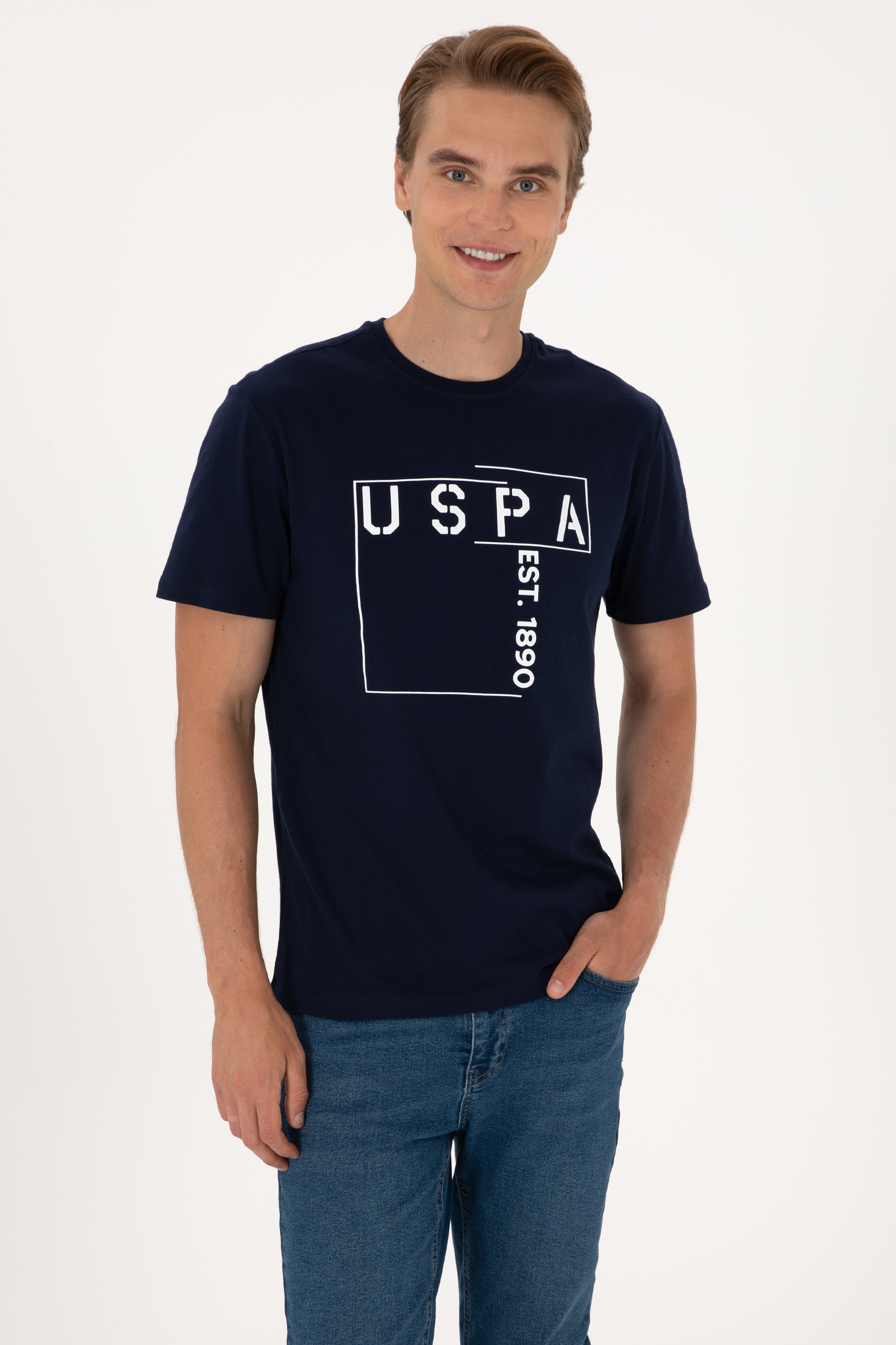 تی شرت یقه گرد لاجورد رگولار مردانه یو اس پولو | US POLO ASSN