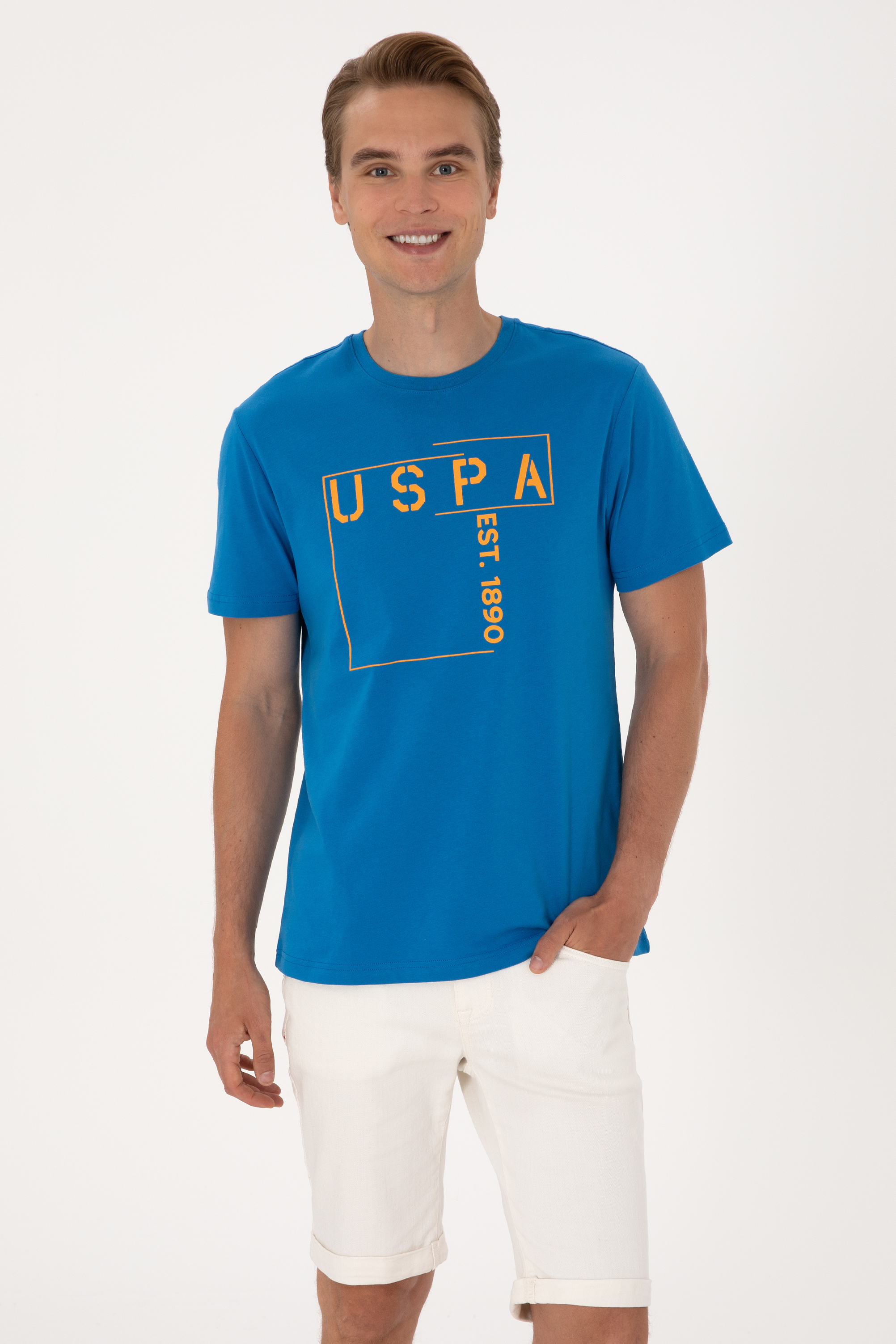 تی شرت یقه گرد آبی کوبالت رگولار مردانه یو اس پولو | US POLO ASSN