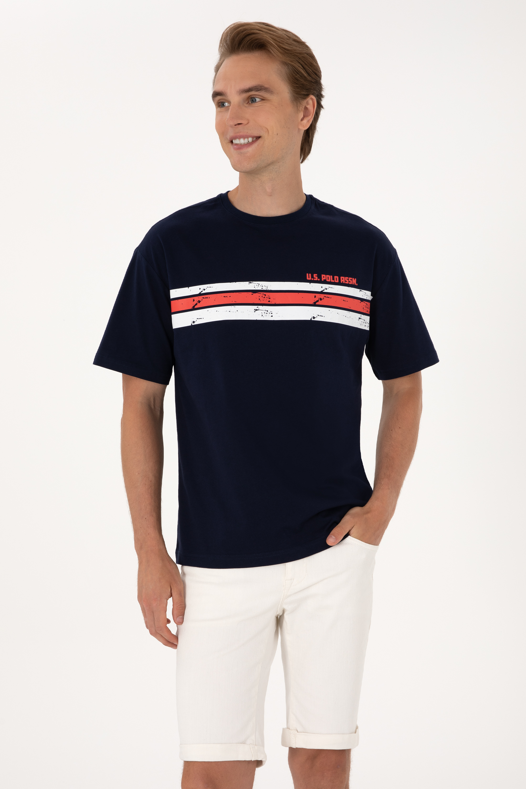 تی شرت یقه گرد لاجورد ریلکس مردانه یو اس پولو | US POLO ASSN