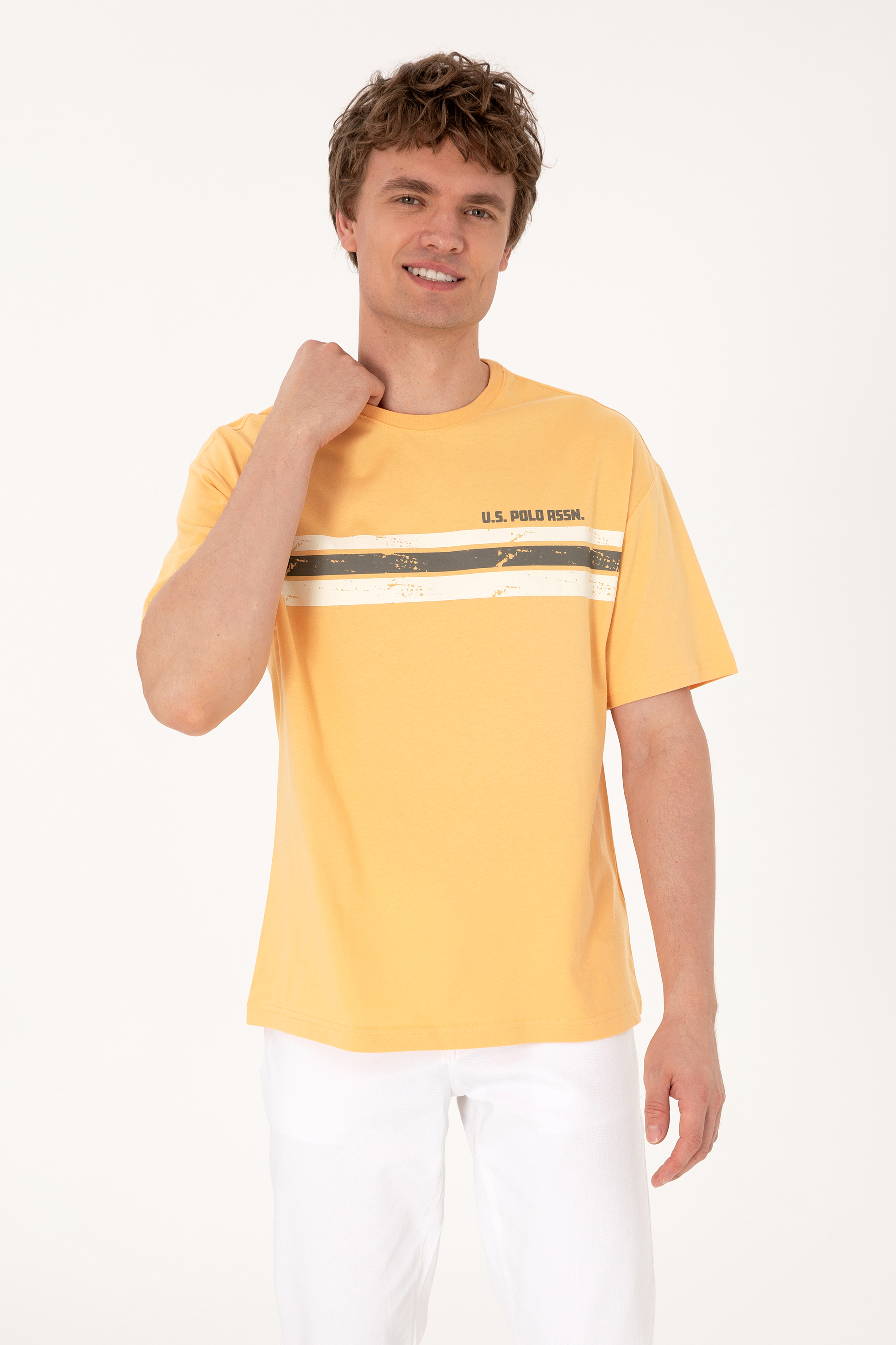 تی شرت یقه گرد زرد ریلکس مردانه یو اس پولو | US POLO ASSN