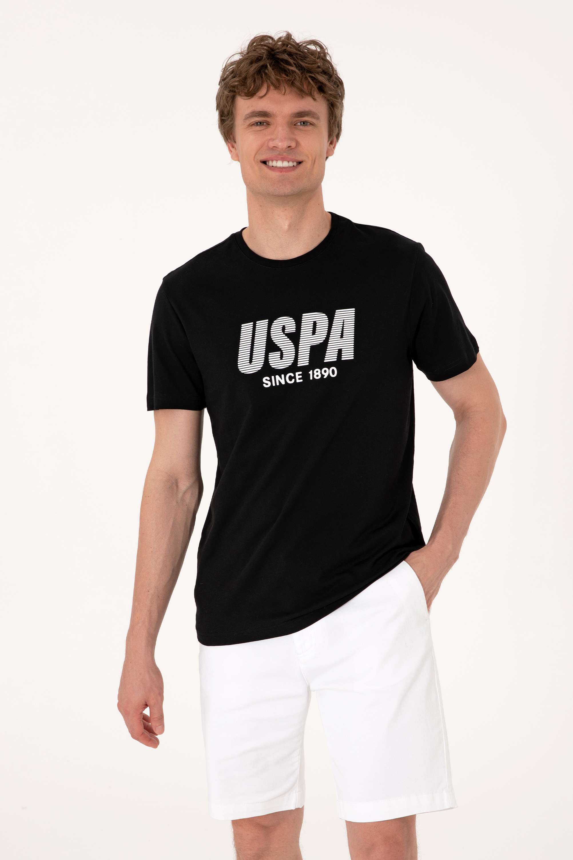 تی شرت یقه گرد سیاه رگولار مردانه یو اس پولو | US POLO ASSN