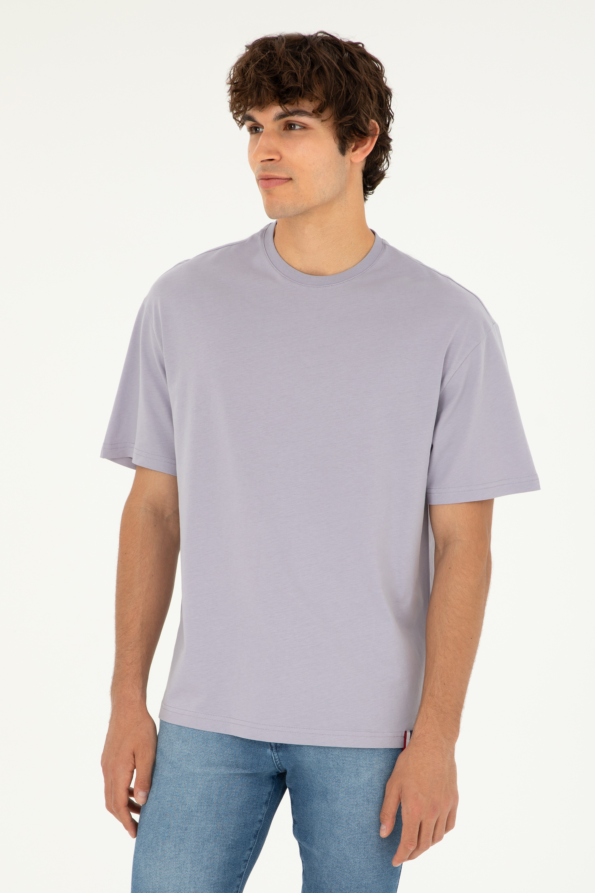 تی شرت یقه گرد خاکستری ریلکس آستین کوتاه مردانه یو اس پولو | US POLO ASSN