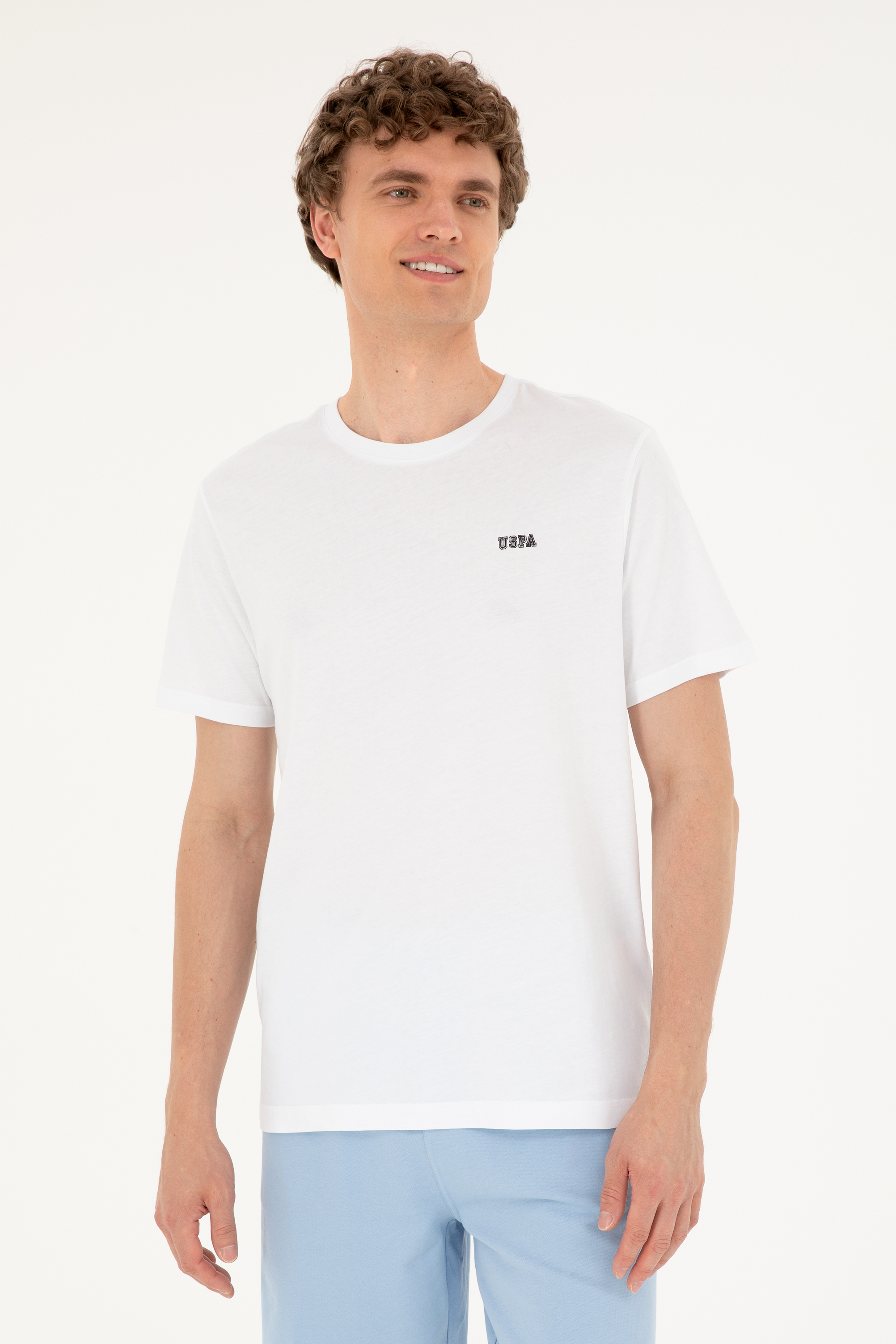 تی شرت یقه گرد سفید رگولار آستین کوتاه مردانه یو اس پولو | US POLO ASSN