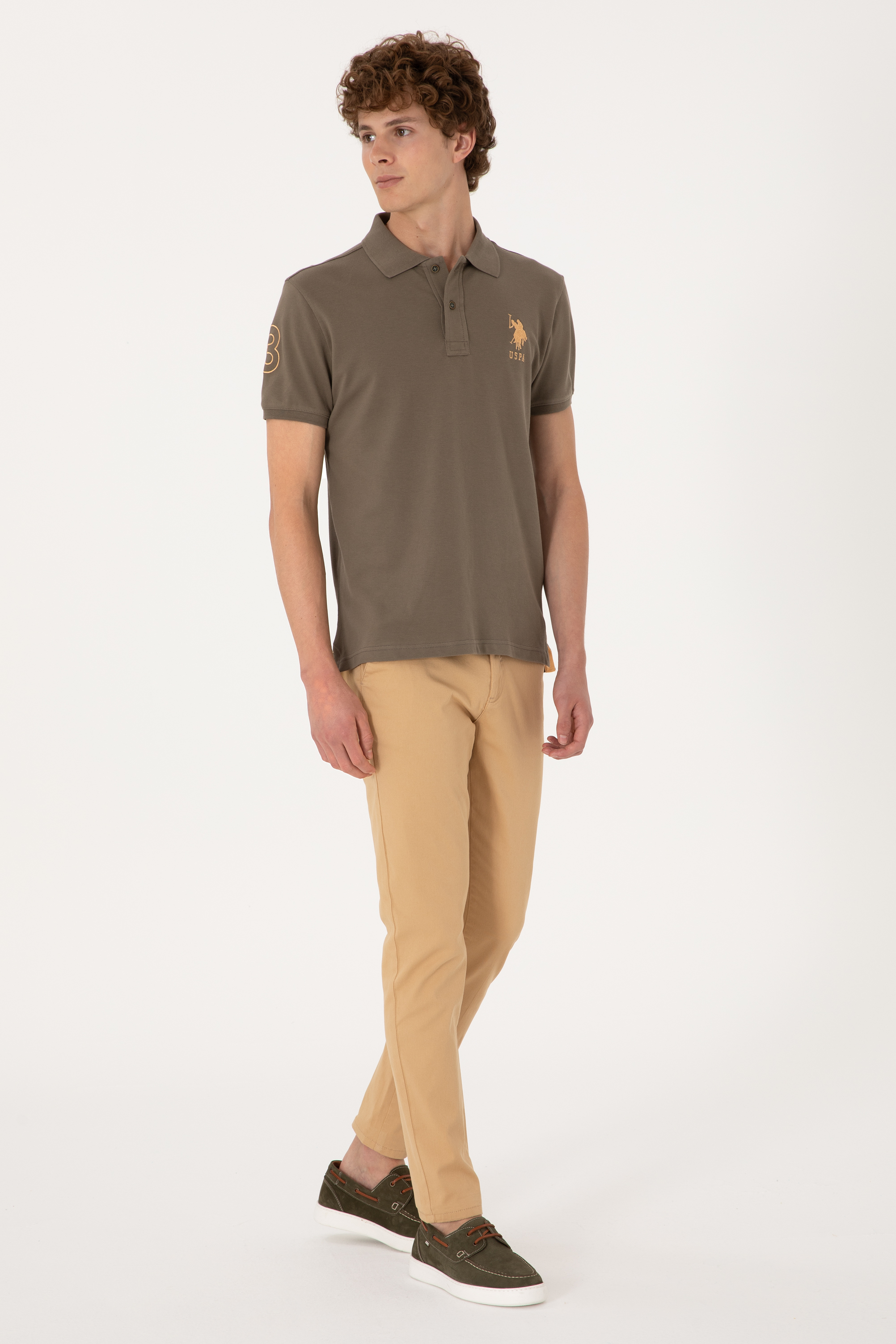 شلوار کانواس شتری اندامی مردانه یو اس پولو | US POLO ASSN