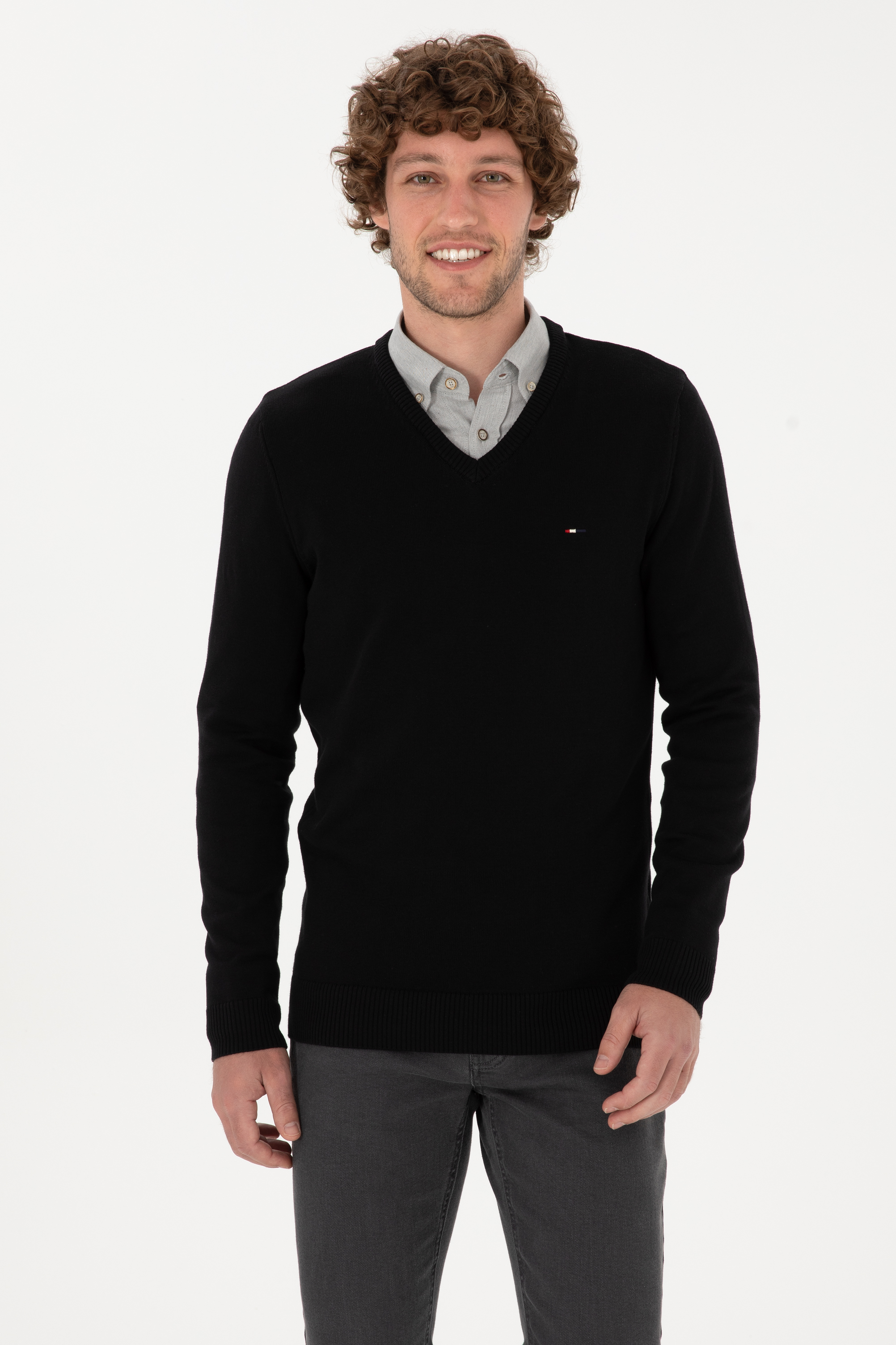 بافت بیسیک سیاه اندامی مردانه یو اس پولو | US POLO ASSN
