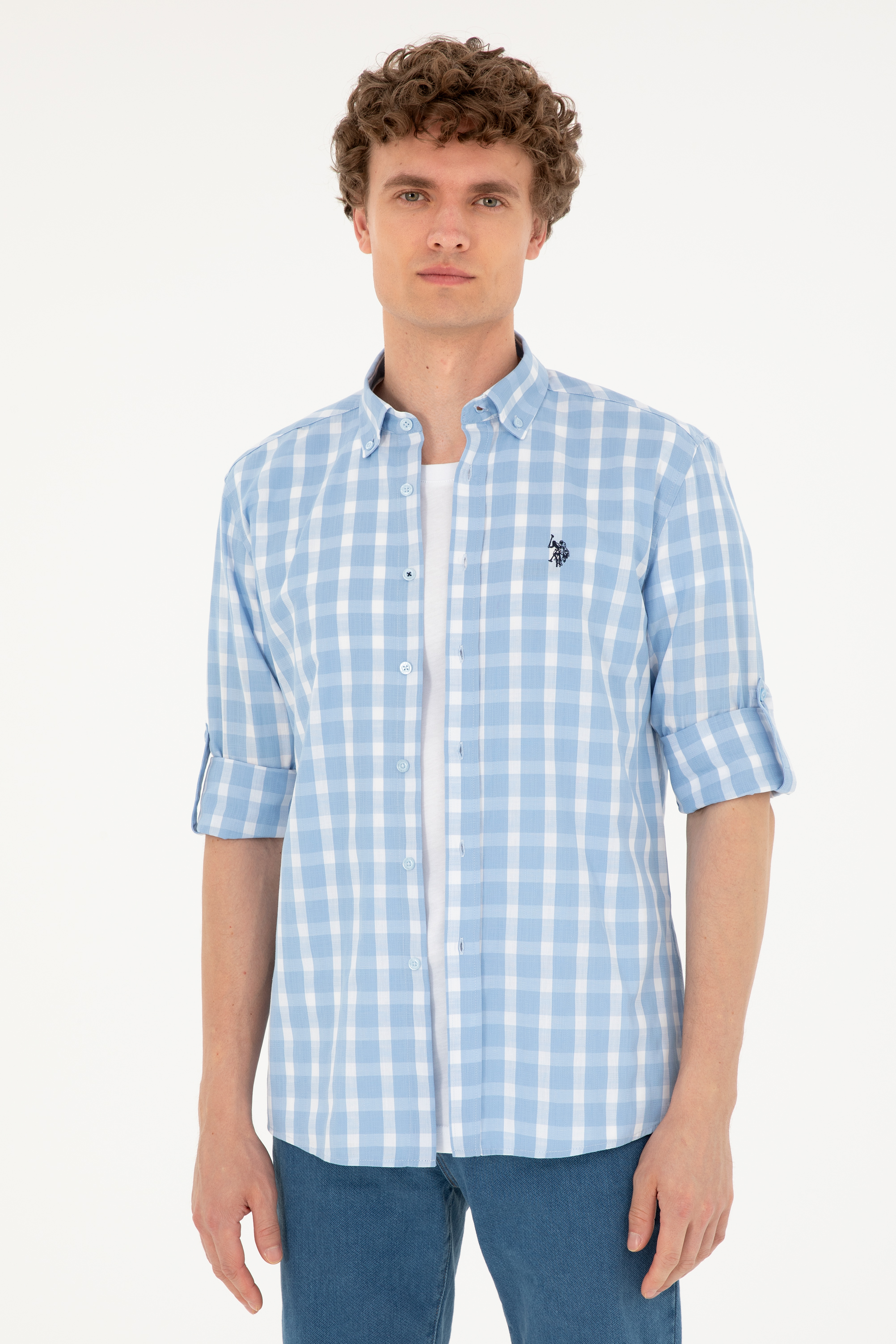 پیراهن سورمه ای روشن رگولار مردانه یو اس پولو | US POLO ASSN