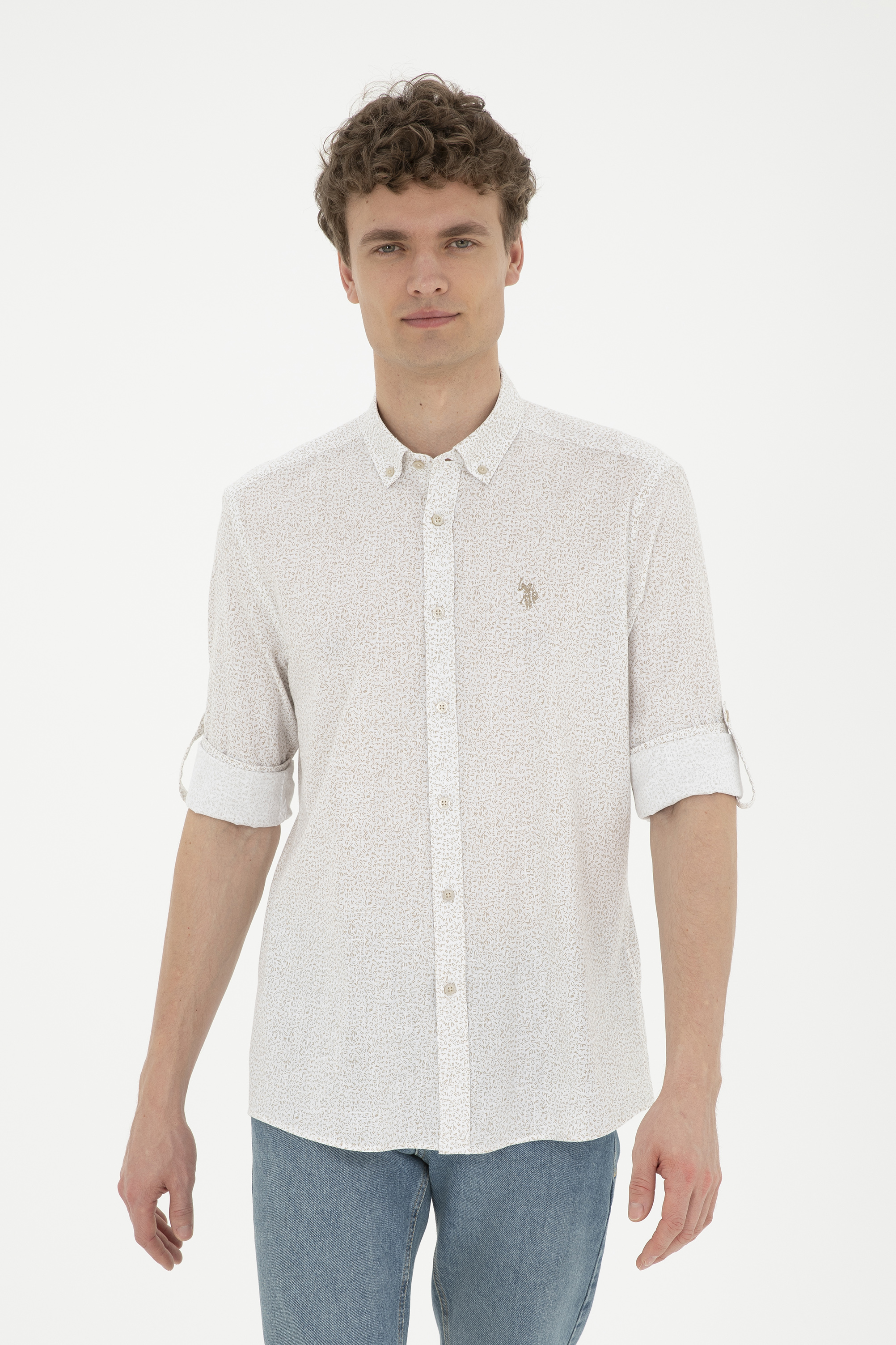 پیراهن خاکی رگولار مردانه یو اس پولو | US POLO ASSN