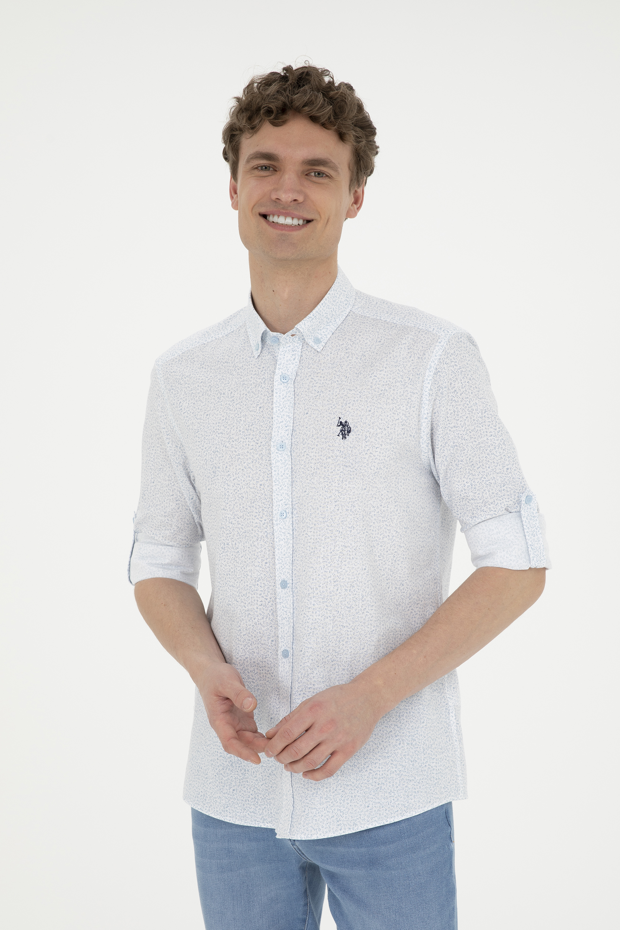 پیراهن آبی رگولار مردانه یو اس پولو | US POLO ASSN