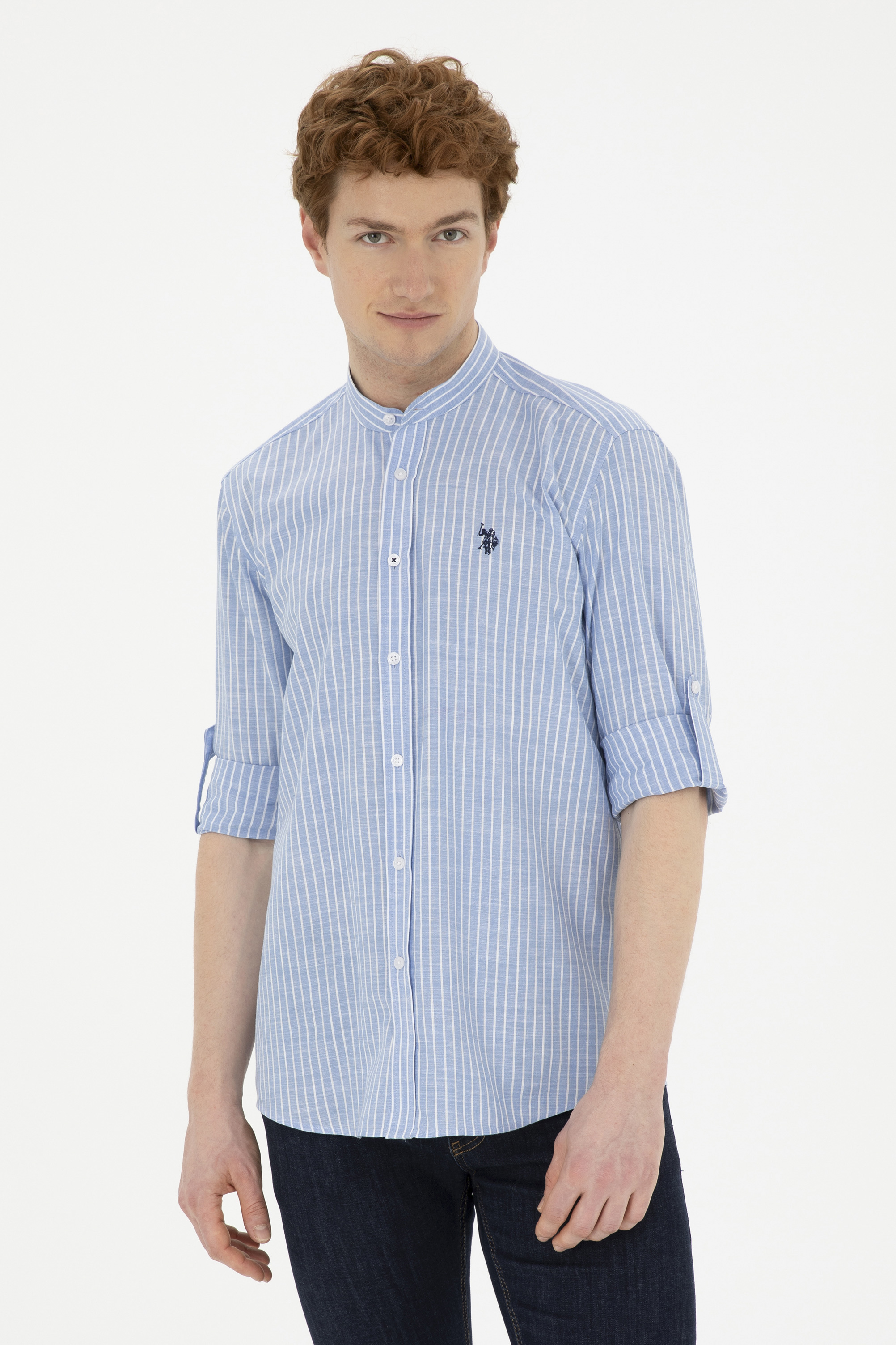 پیراهن آبی رگولار مردانه یو اس پولو | US POLO ASSN