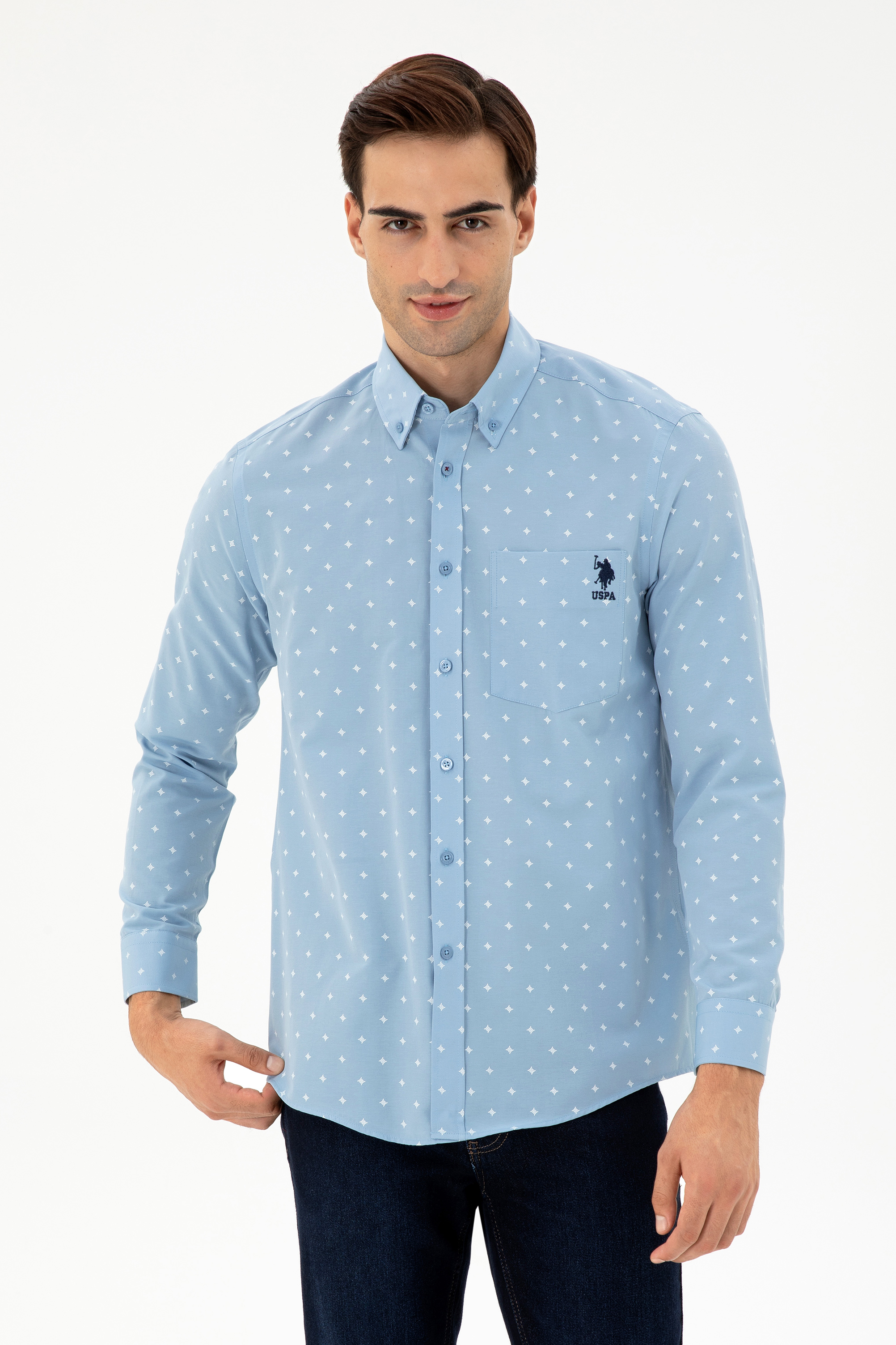 پیراهن سورمه ای روشن رگولار مردانه یو اس پولو | US POLO ASSN
