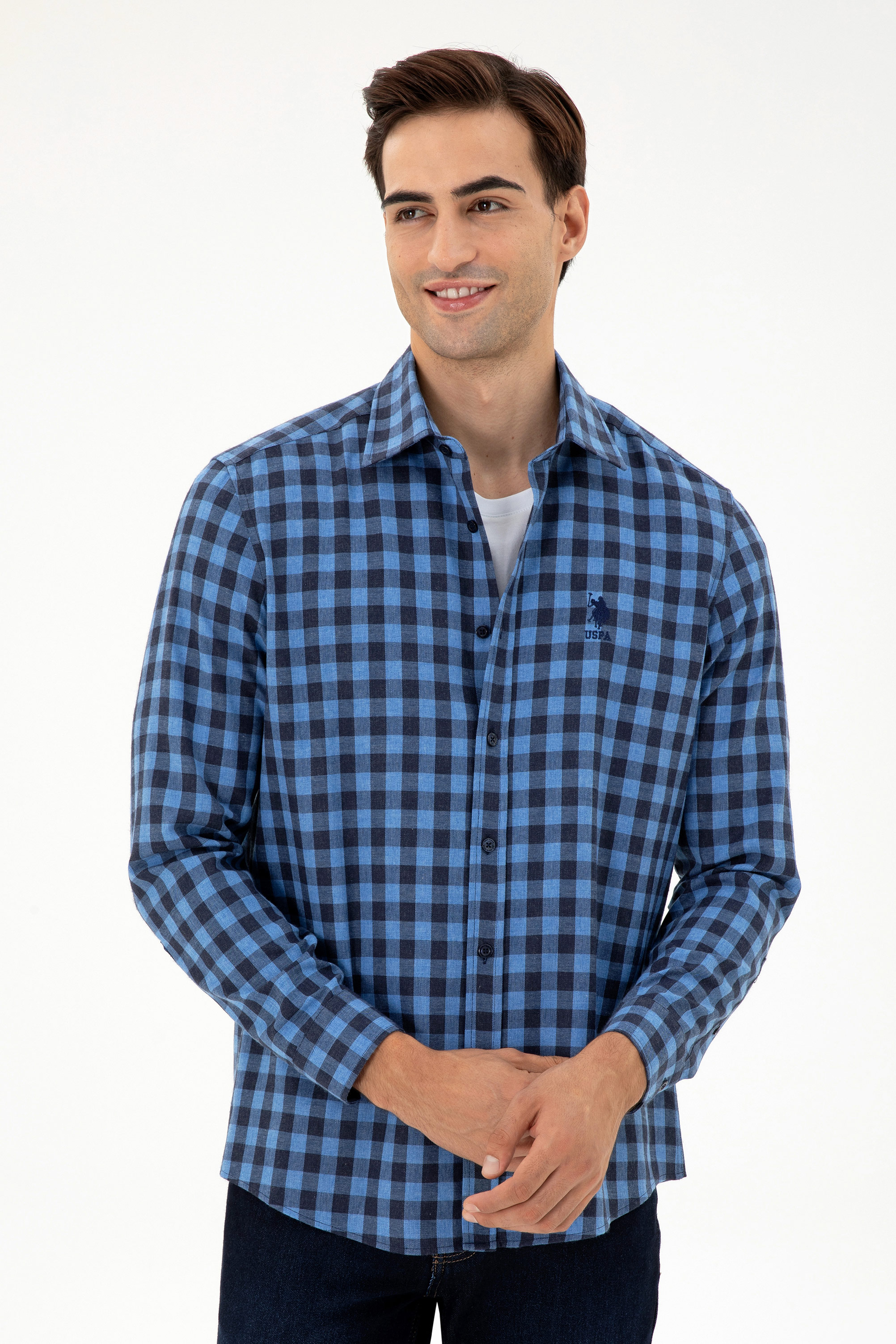 پیراهن نیلی رگولار مردانه یو اس پولو | US POLO ASSN