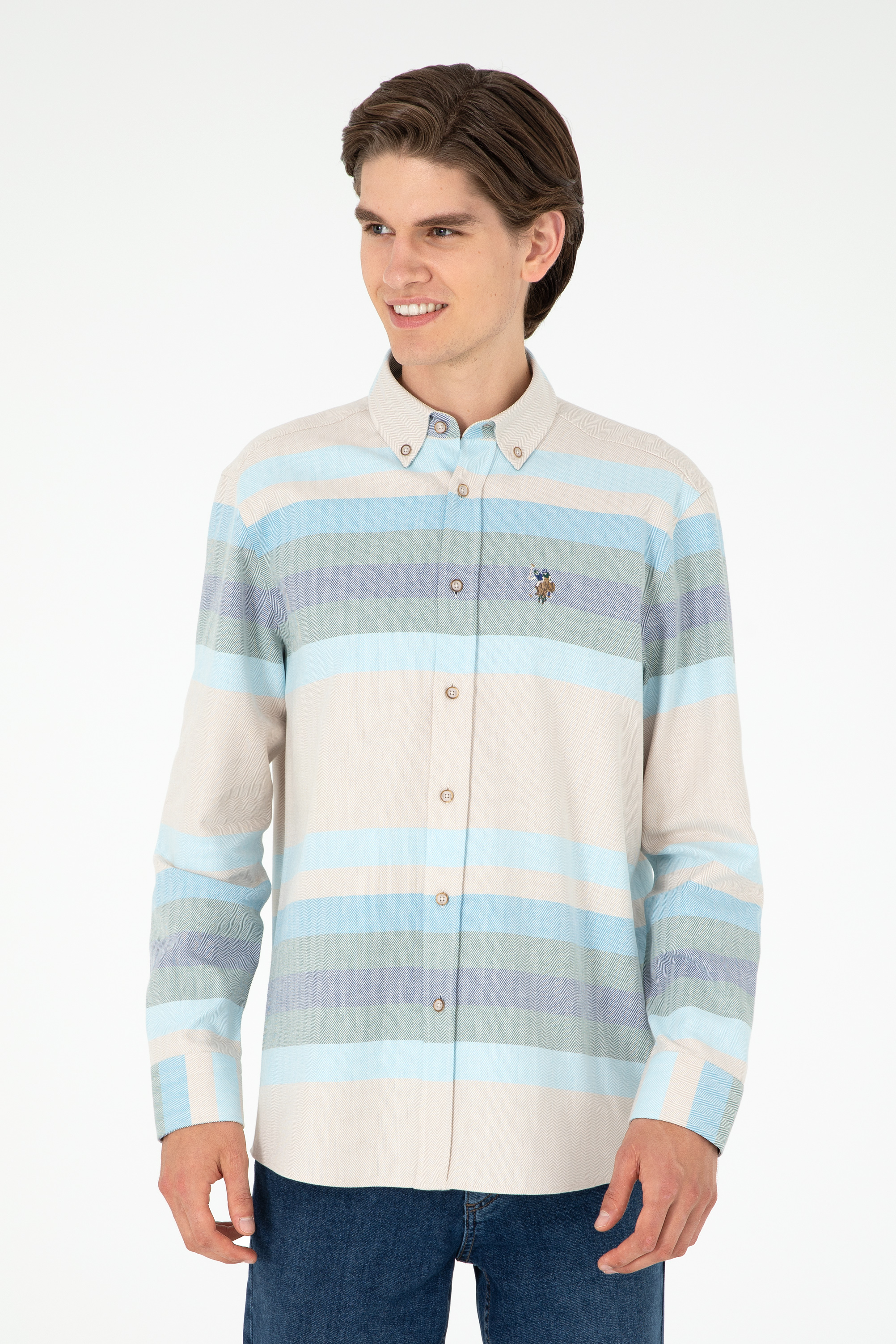 پیراهن سورمه ای روشن ریلکس مردانه یو اس پولو | US POLO ASSN