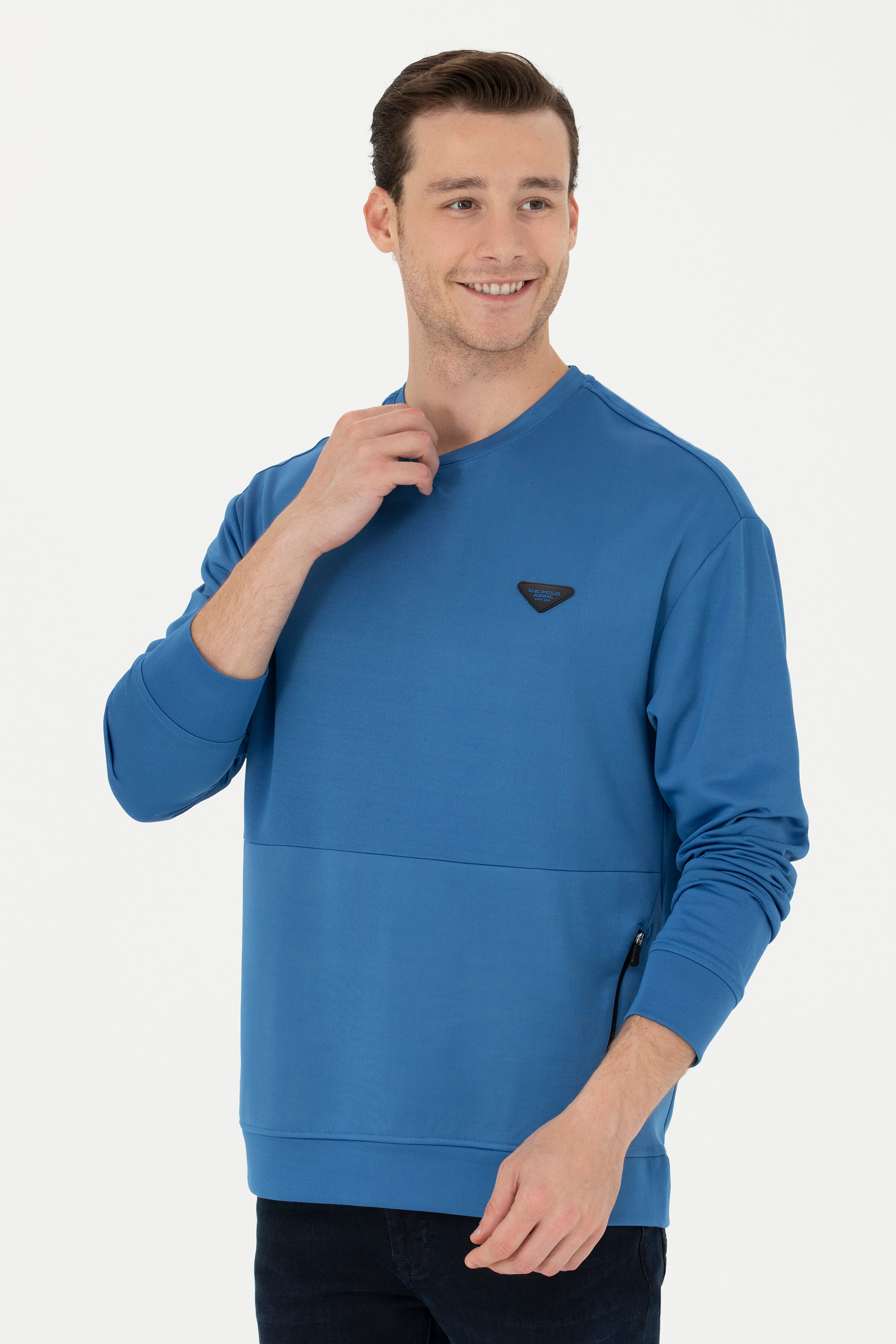 سویشرت یقه گرد آبی ریلکس مردانه یو اس پولو | US POLO ASSN