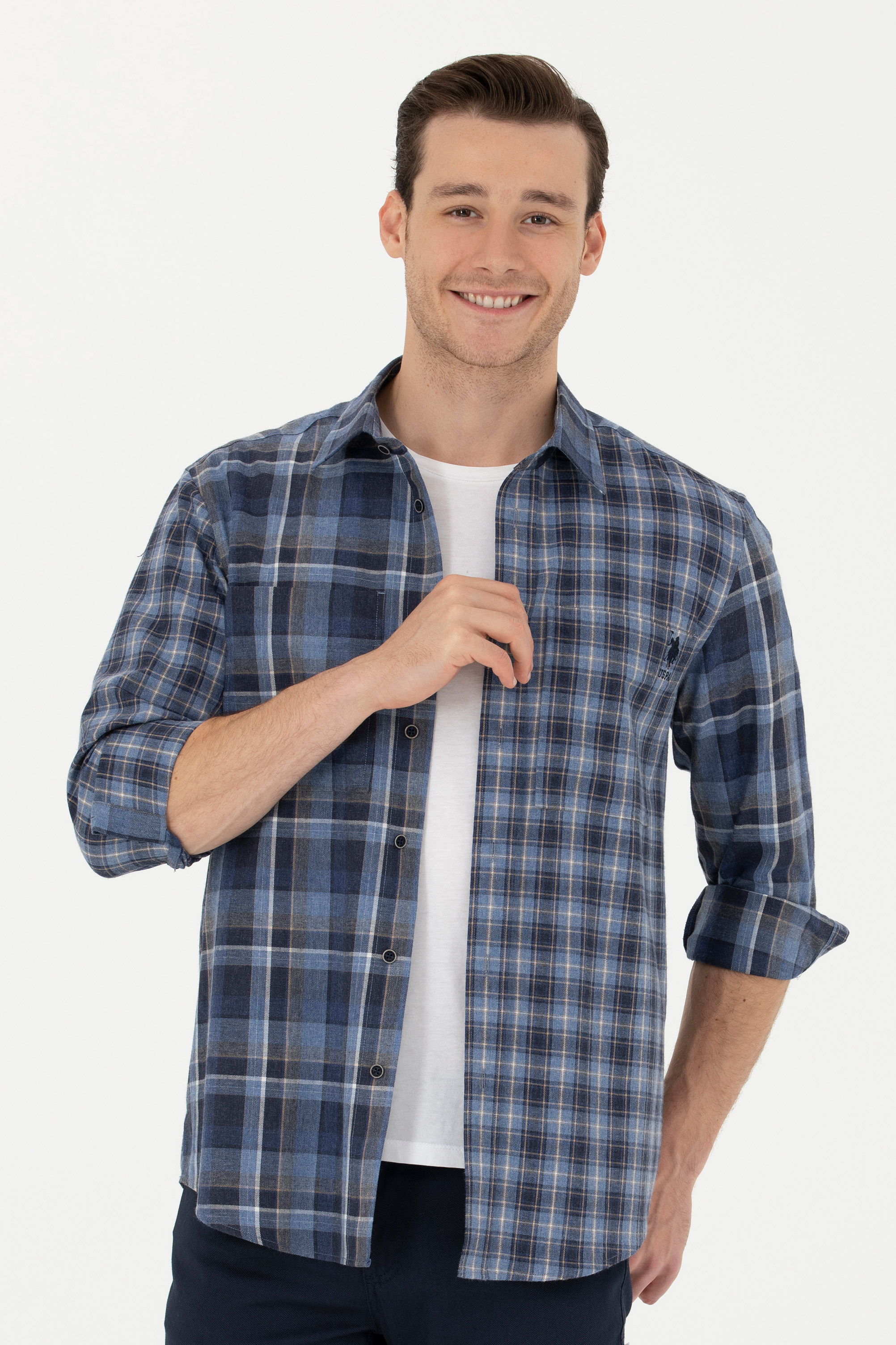 پیراهن آبی ریلکس مردانه یو اس پولو | US POLO ASSN
