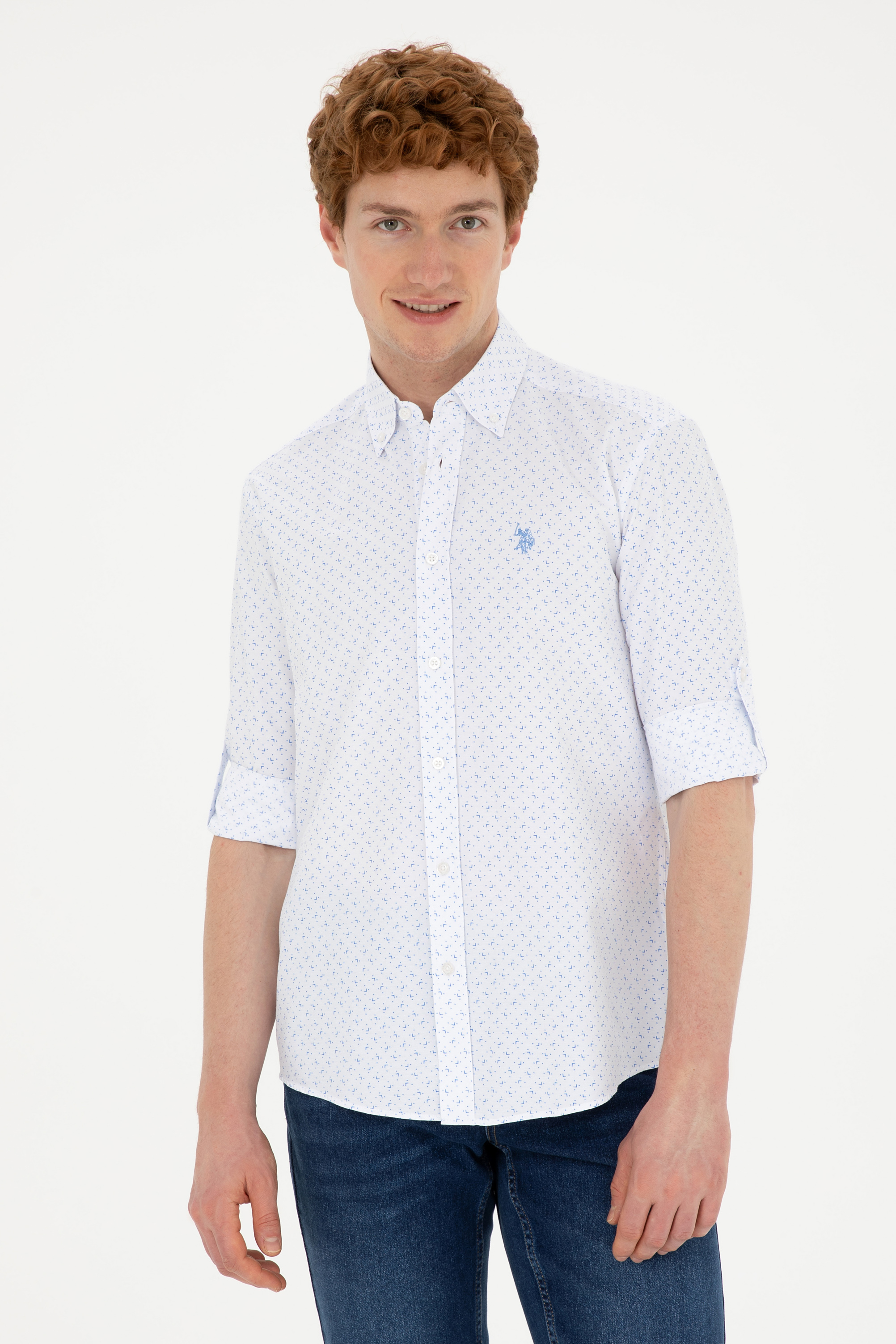 پیراهن آبی رگولار مردانه یو اس پولو | US POLO ASSN