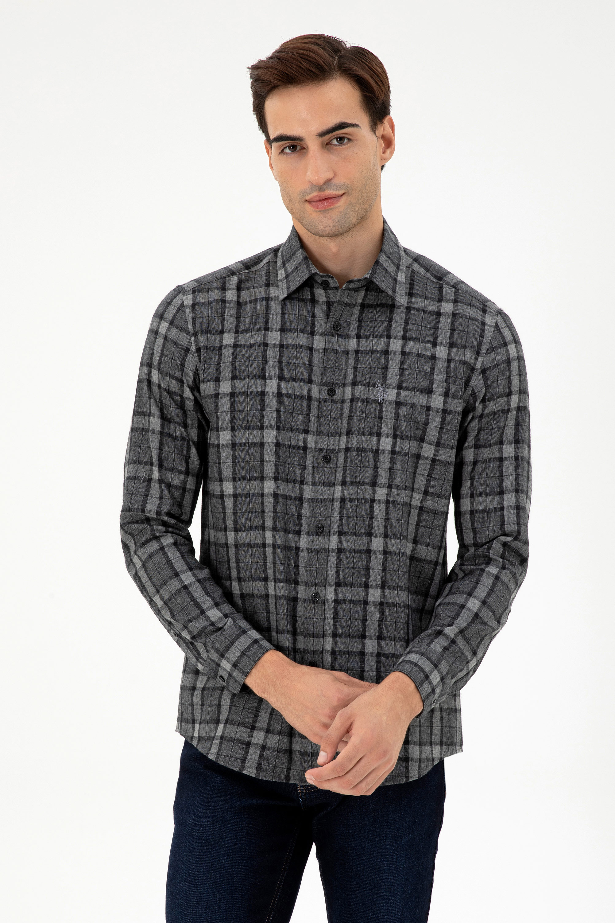 پیراهن زغالی رگولار مردانه یو اس پولو | US POLO ASSN