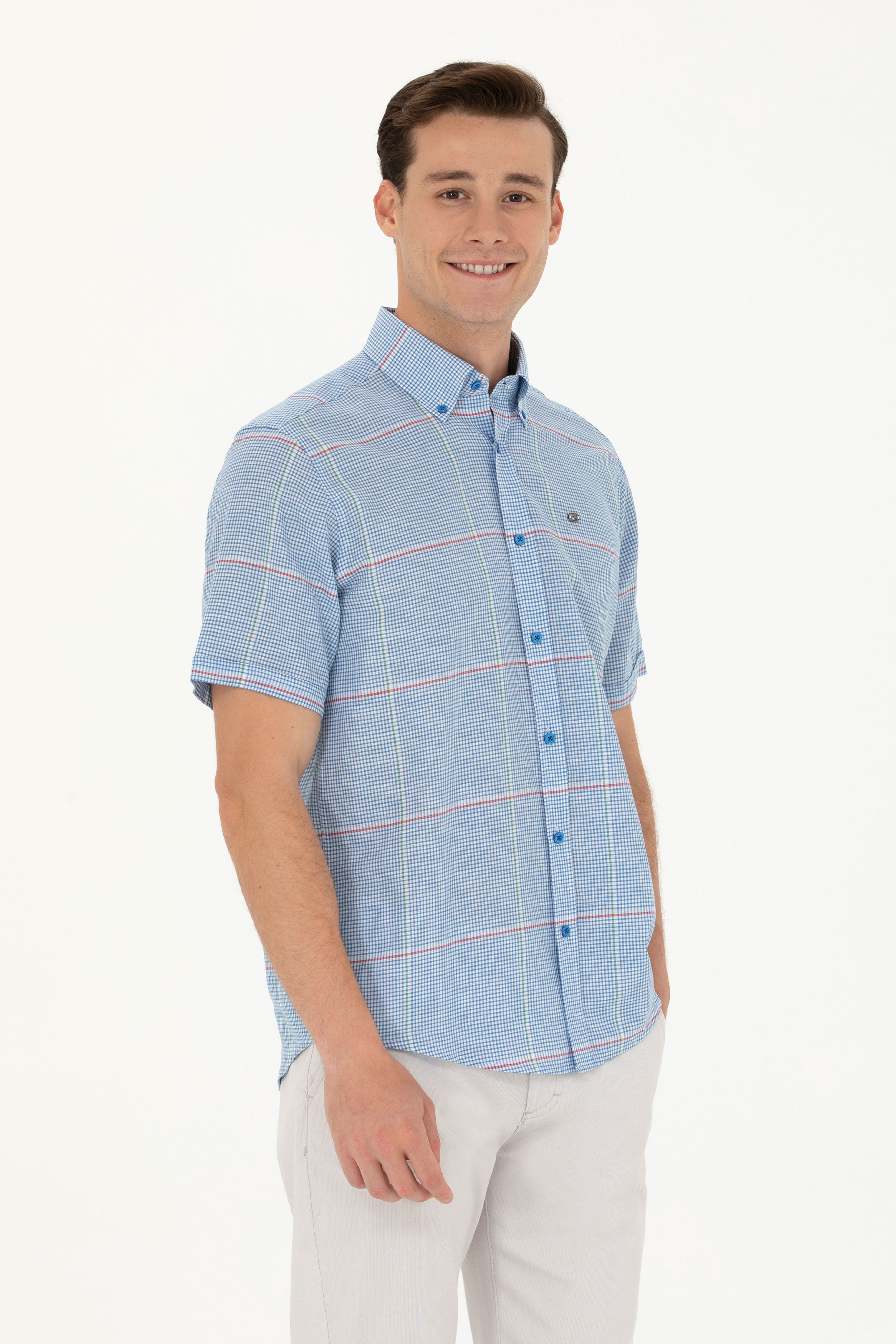پیراهن آبی ریلکس مردانه یو اس پولو | US POLO ASSN