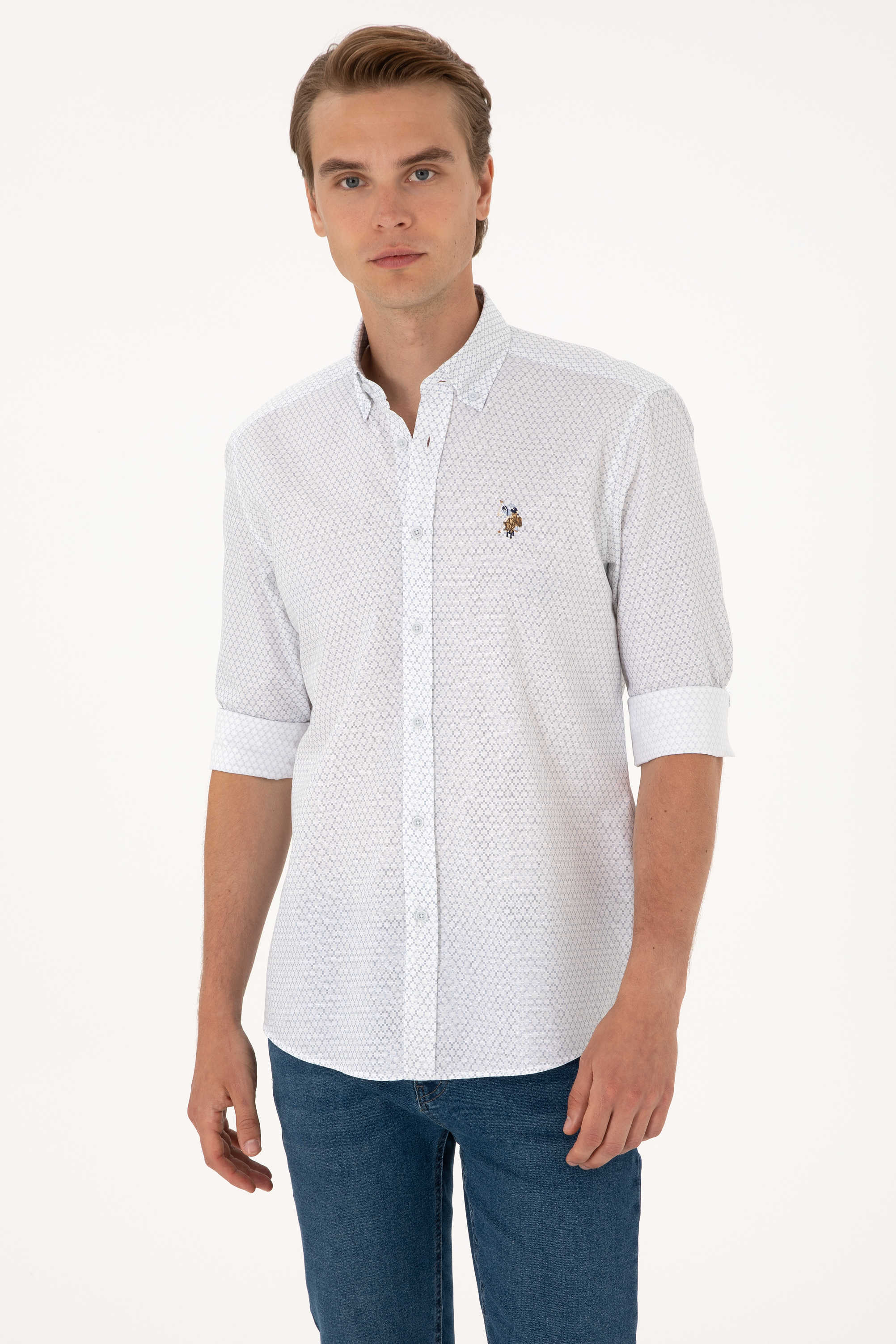 پیراهن آبی رگولار مردانه یو اس پولو | US POLO ASSN