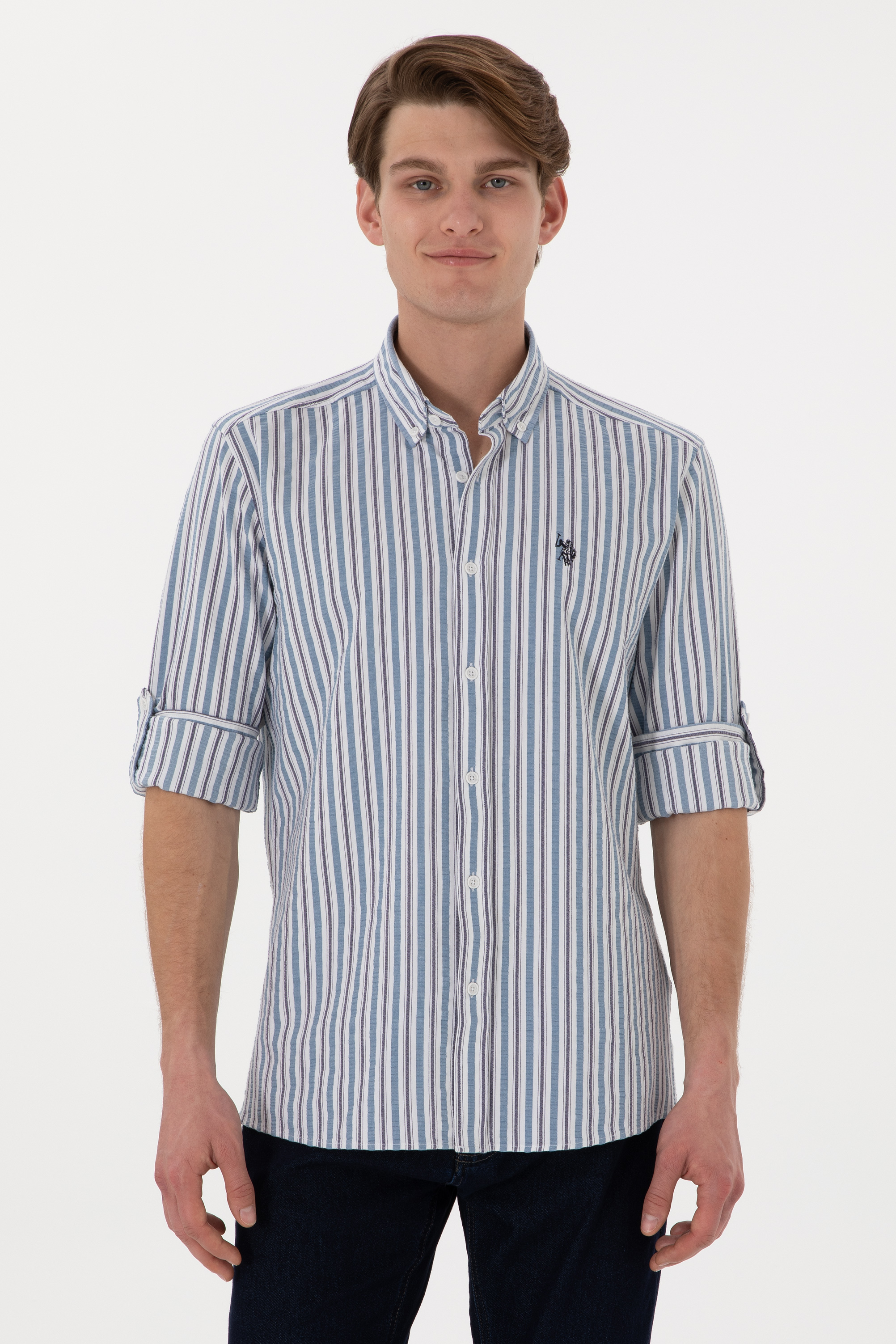پیراهن آبی رگولار مردانه یو اس پولو | US POLO ASSN