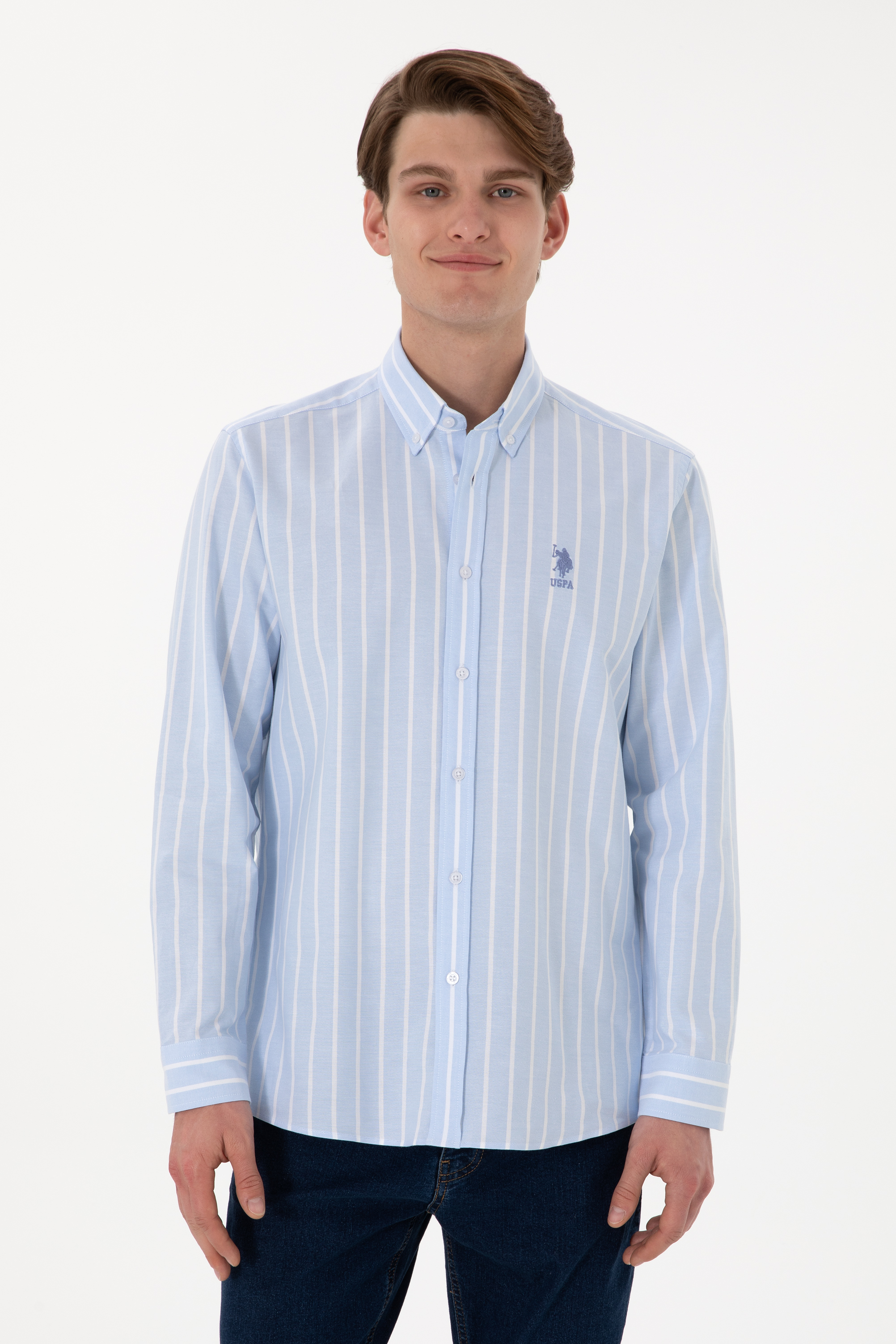 پیراهن آبی رگولار مردانه یو اس پولو | US POLO ASSN