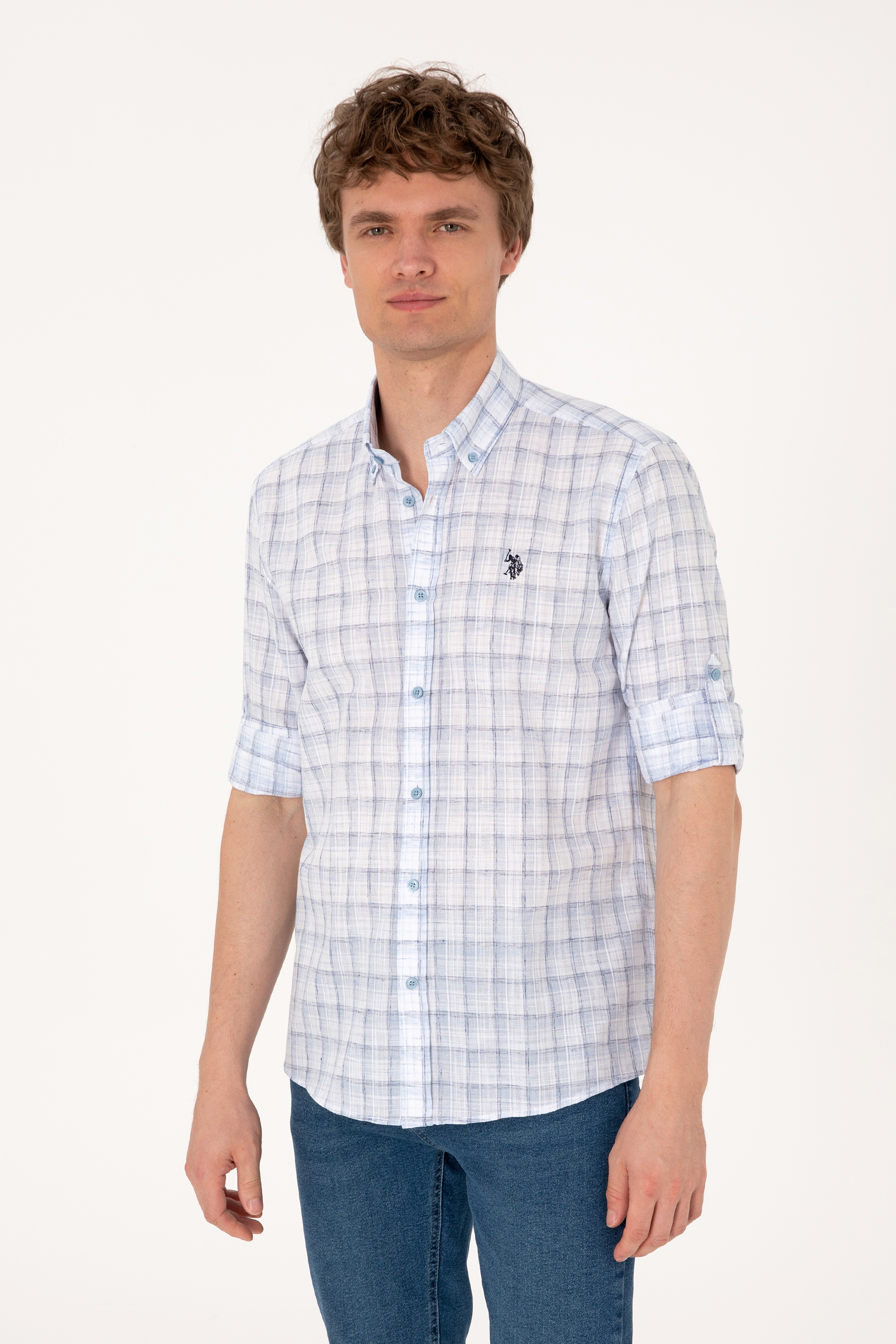 پیراهن آبی رگولار مردانه یو اس پولو | US POLO ASSN